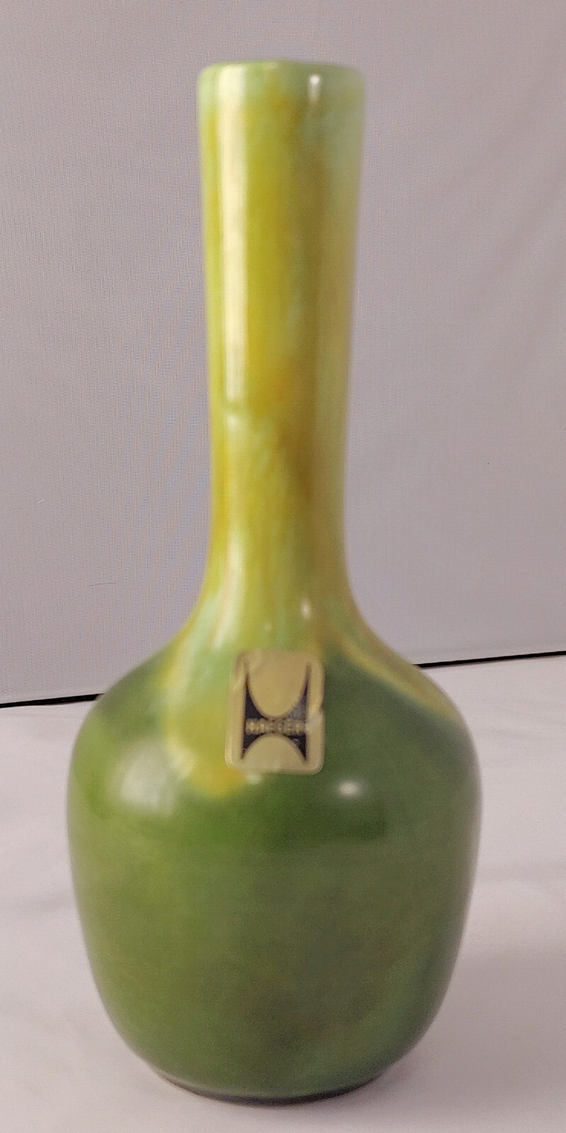 Vintage Royal Haeger Pottery Bud Vase Green Agate Drip Glaze 7.5