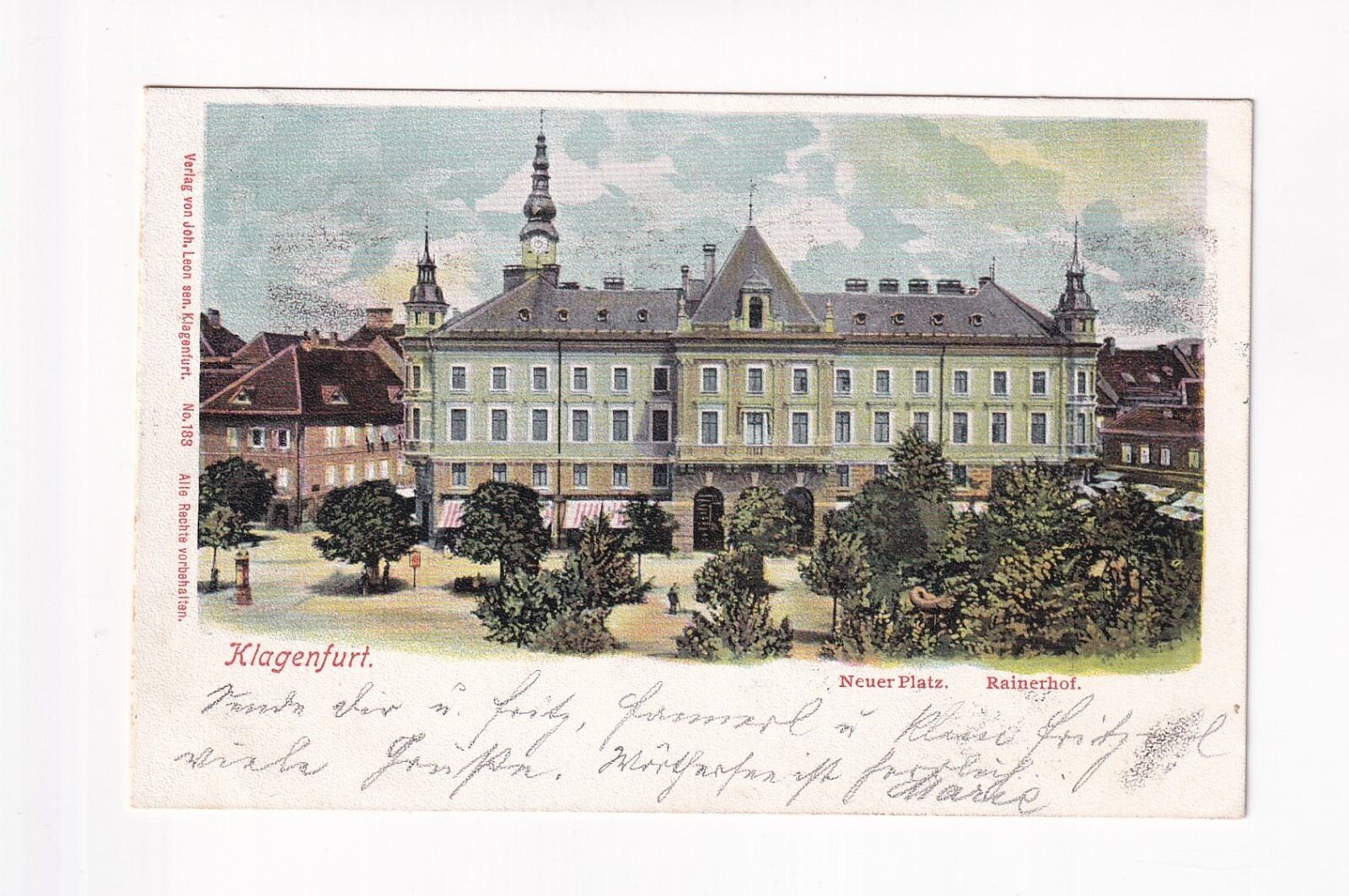 D2028) Postcard Klagenfurt-New Square with Rainerhof 1899