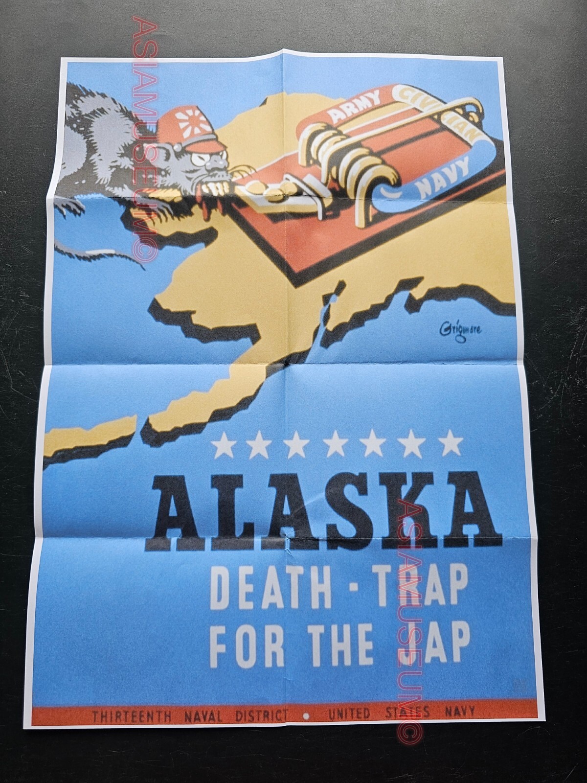 1943 WW2 USA AMERICA ALASKA DEATH TRAP JAPAN MOUSE RAT WAR PROPAGANDA POSTER B36