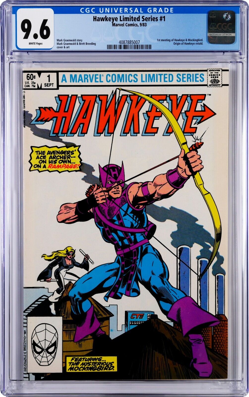 Hawkeye Limited Series #1 CGC 9.6 (Sep 1983, Marvel) Mark Gruenwald, Mockingbird