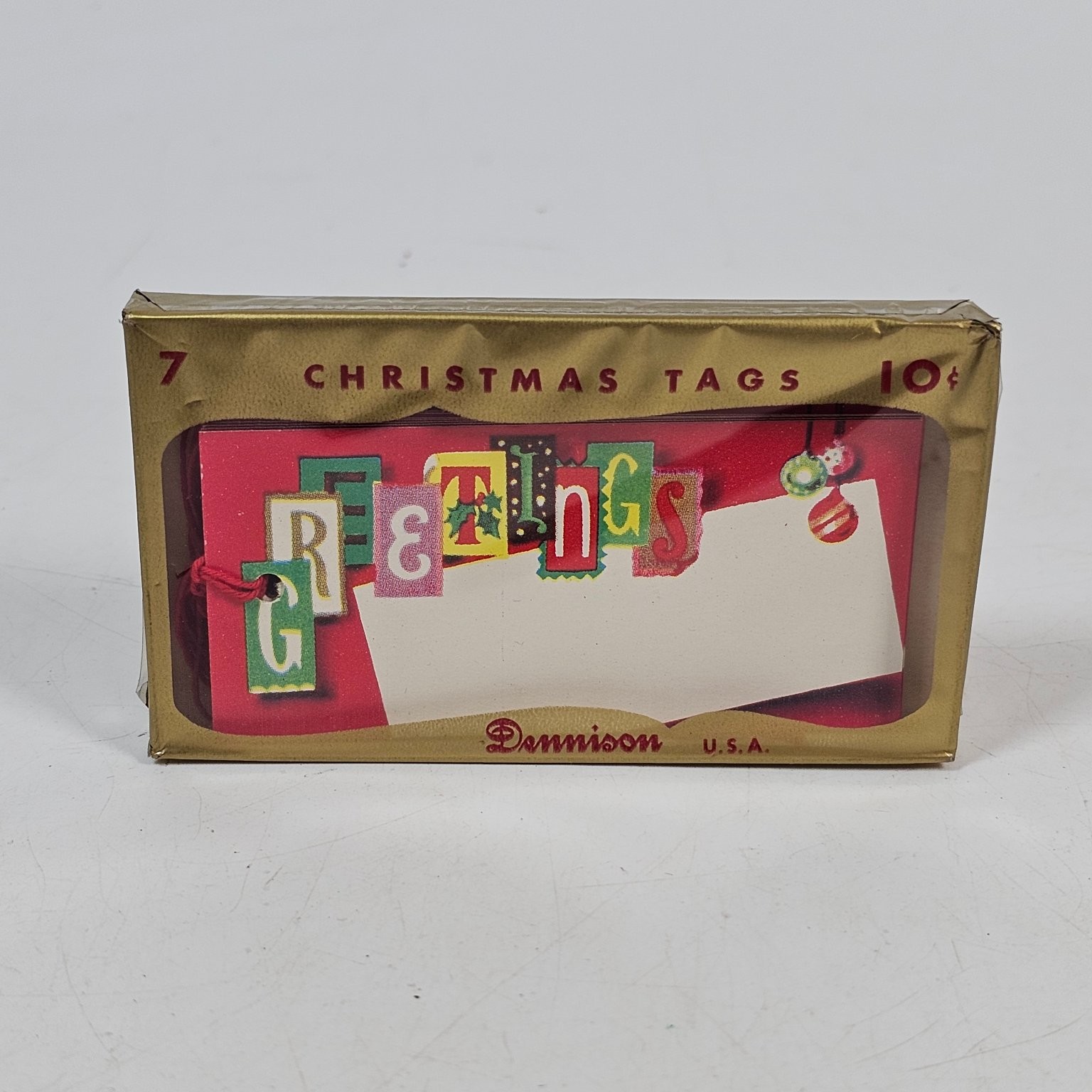 Vintage Dennison Christmas Gift Tags Greetings Typography Box New Old Stock