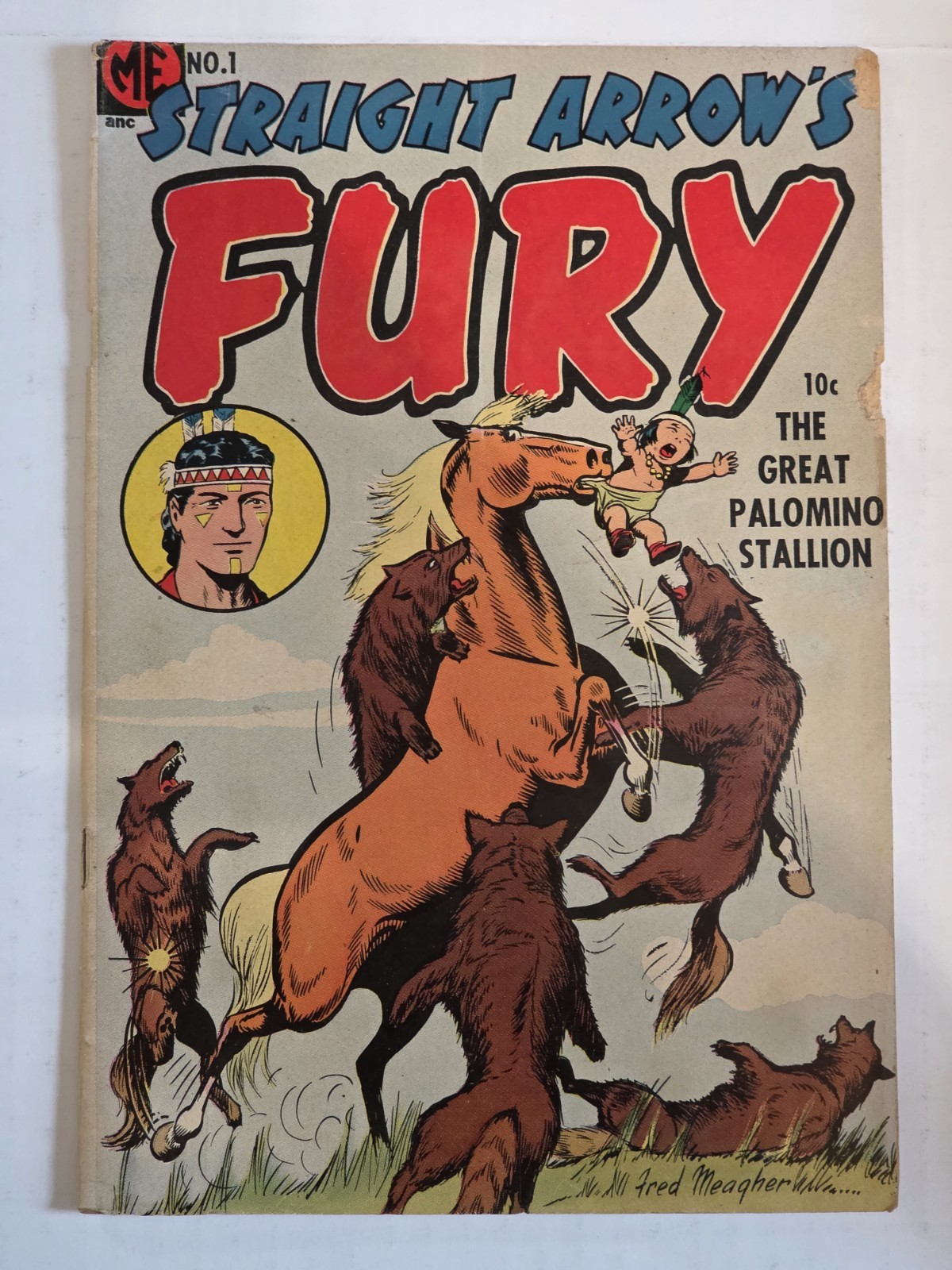 STRAIGHT ARROW FURY #1 VG- Fred Meagher Art 1st ISSUE SCARCE 1954 Golden Age 