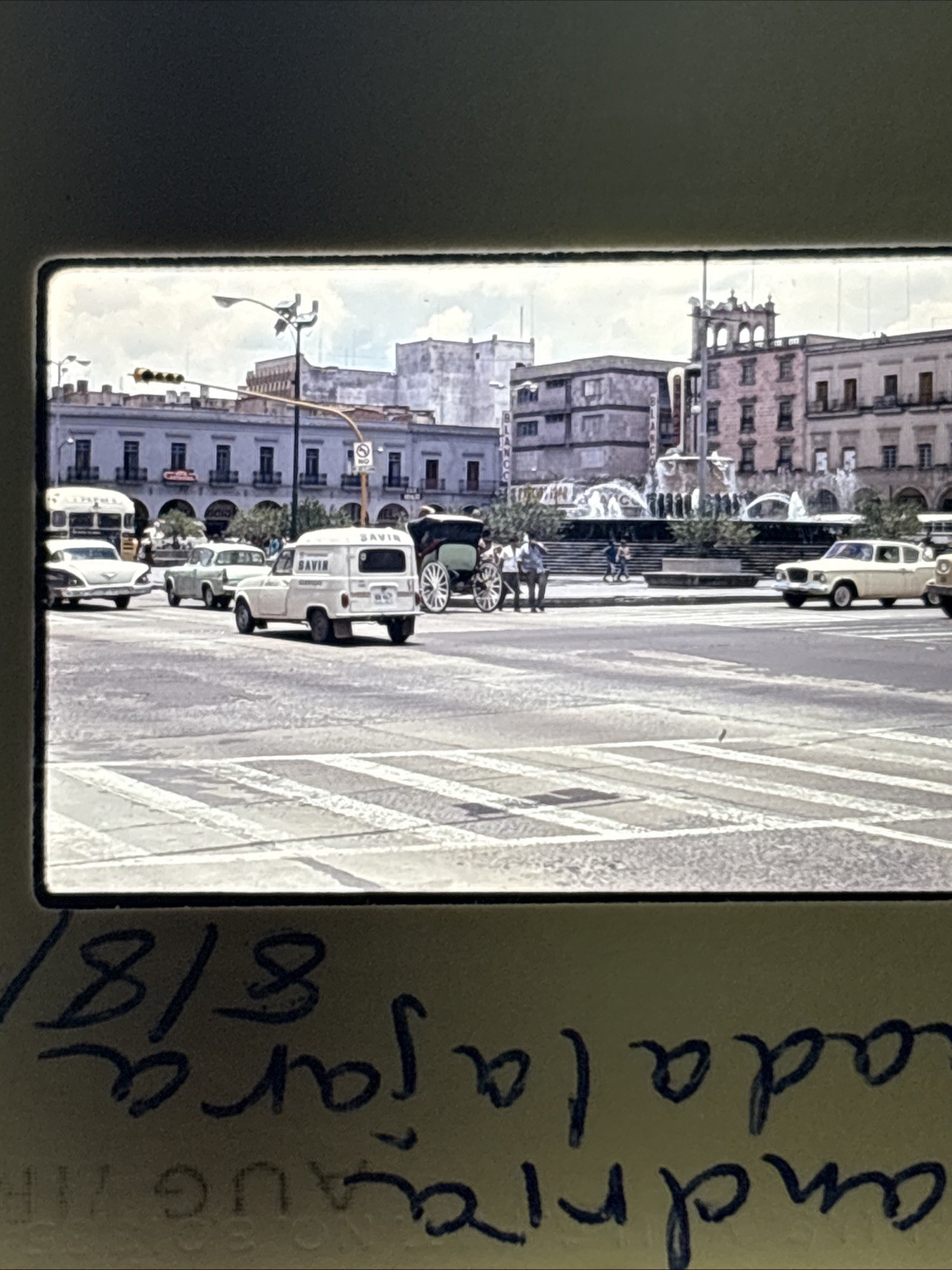 Orig 1971 Slide Guadalajara Mexico Downtown Street Scene Vintage Cars A45