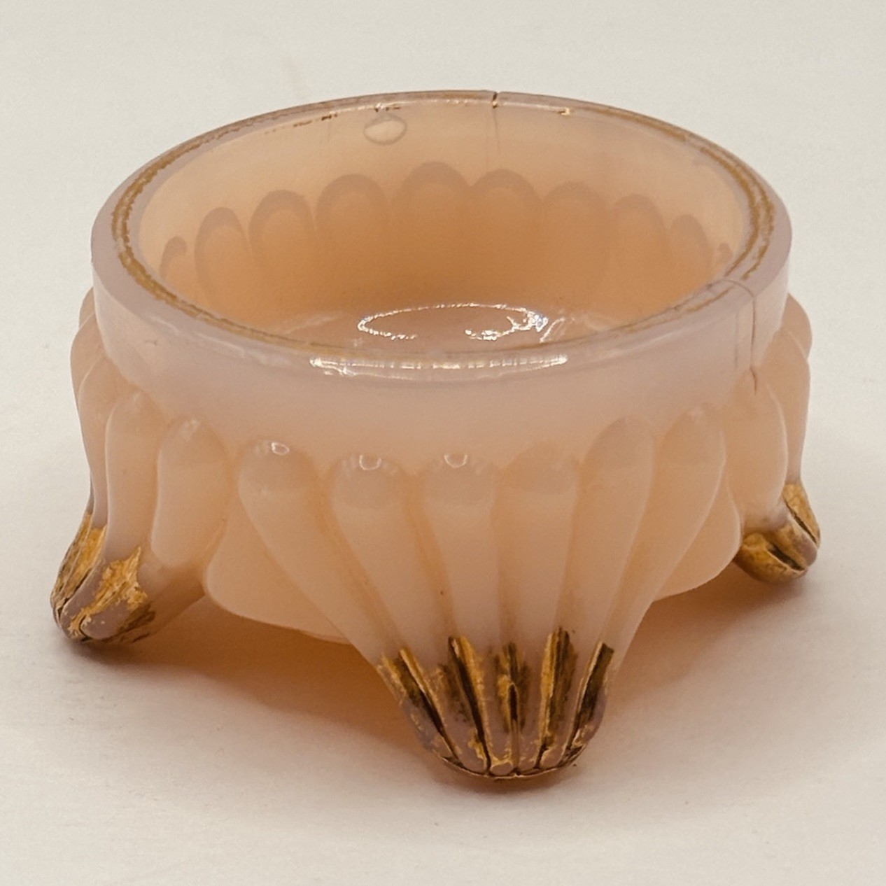 Vintage Caprice Art Glass Open Salt Pink With Gold Trim