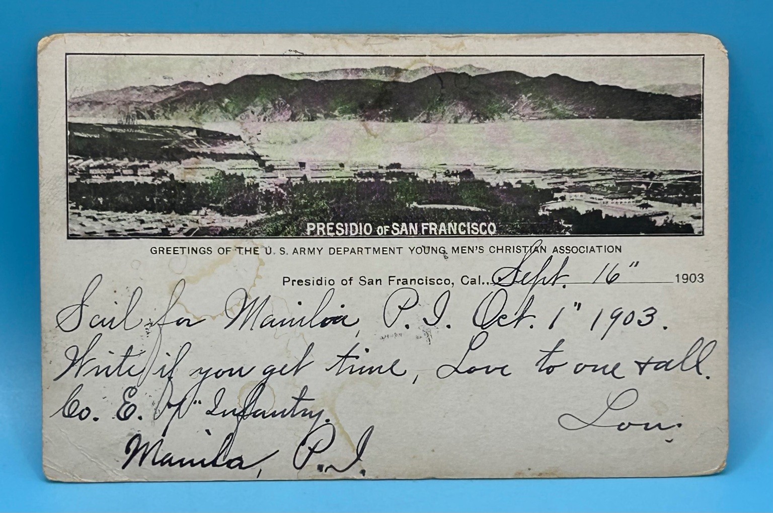 1903 Presidio San Francisco Military Postcard Ymca Manila P.I. 27th Infantry 1903 Presidio San Francisco Military Postcard Ymca Manila P.I. 27th Infantry