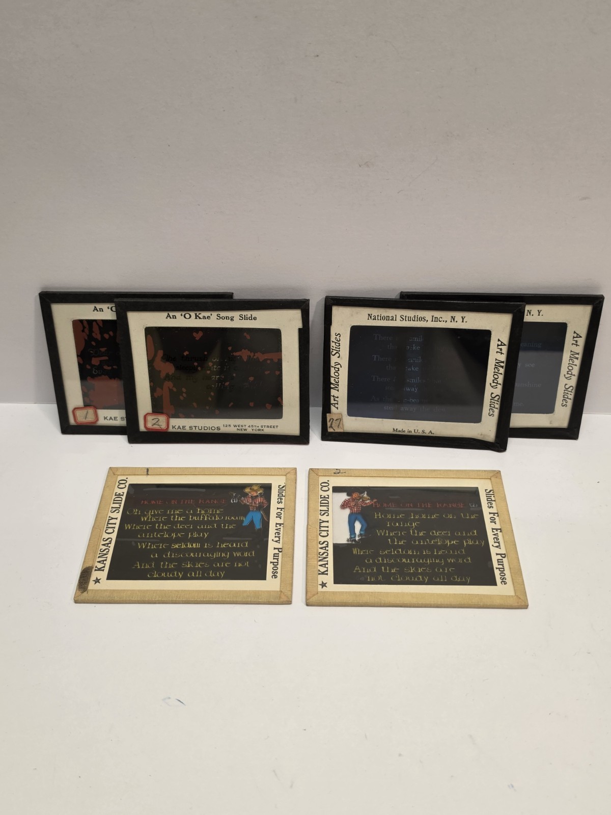 Antique Cinema Magic Lantern Slides Audience Sing-a-Long Slides 3 Songs