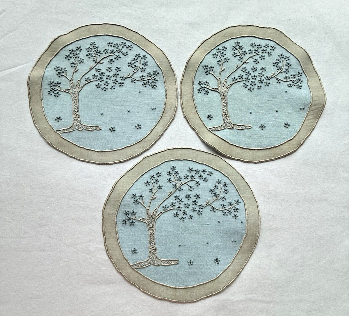 Marghab Jacaranda Tree Cocktail Rounds Set 3 Blue 5.5\