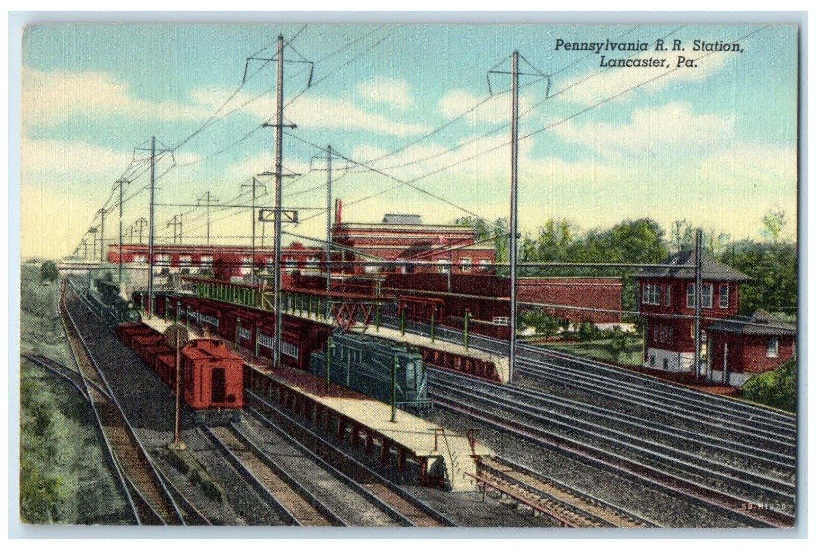 c1930's Pennsylvania Railroad Train Lancaster Pennsylvania PA Vintage Postcard