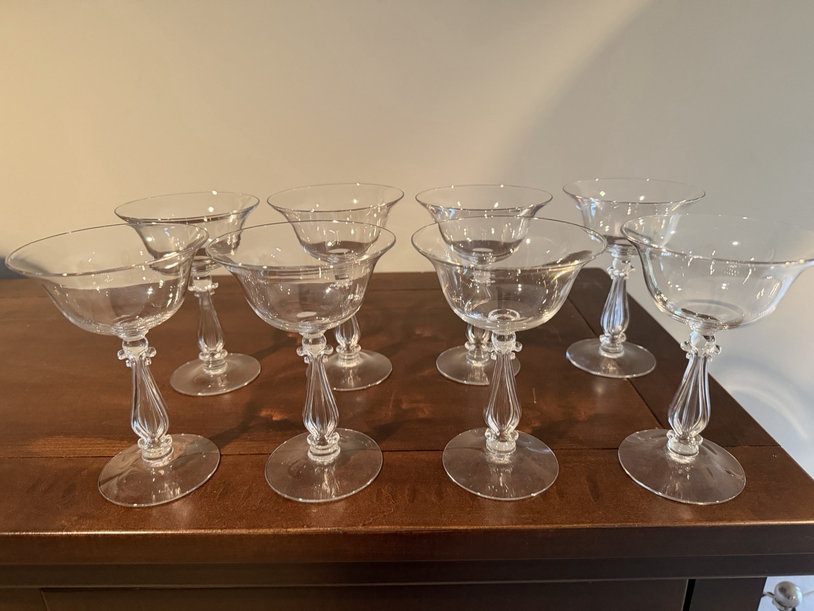 Vintage Cambridge Regency Clear Stradivari Stem #3575 Glasses - Set of 8 - Lyre