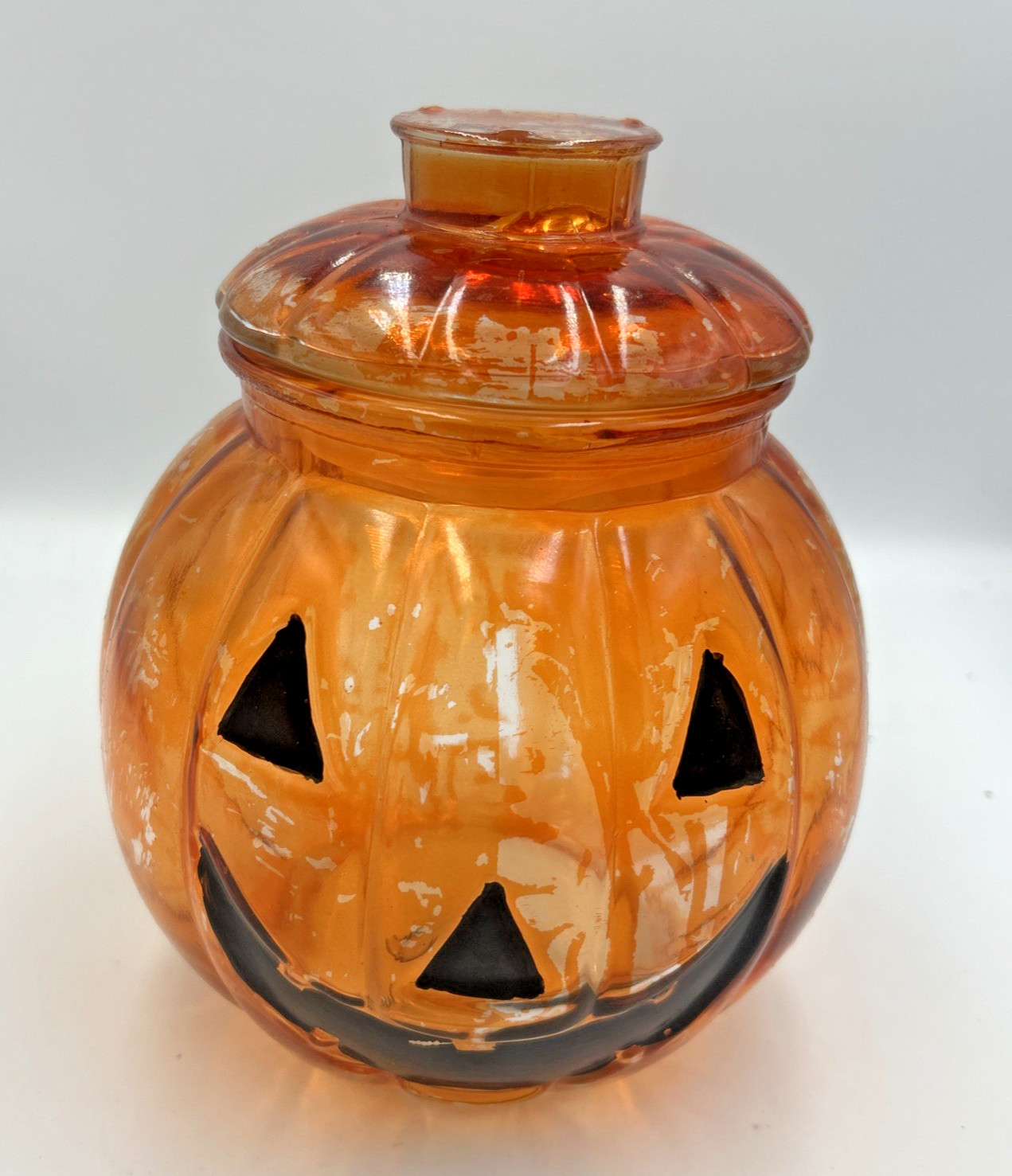 Vintage Cracker Barrel Halloween Jack O\'Lantern Pumpkin Cookie Jars With Lid