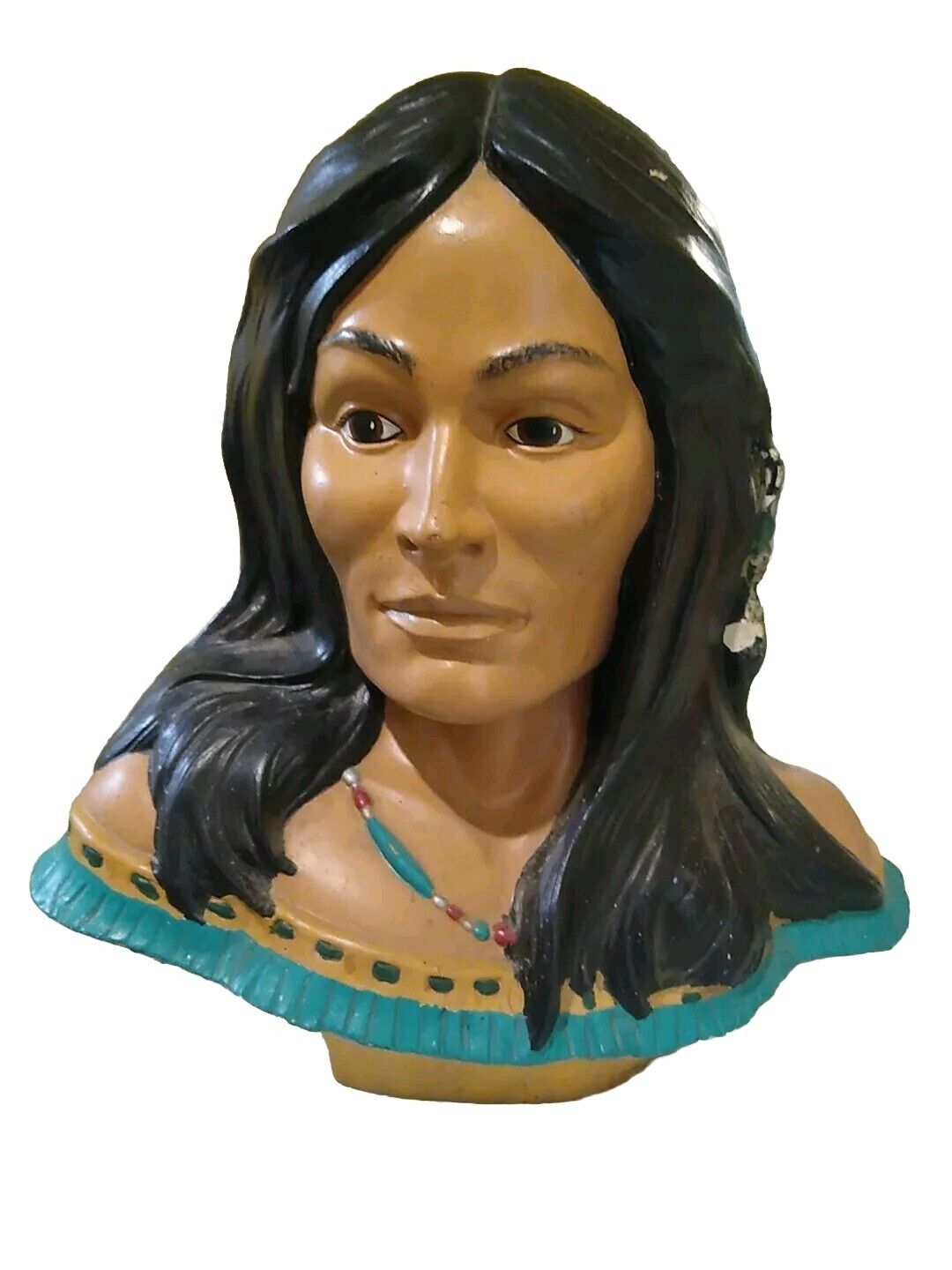 Vintage Provincial Mold #81 Native American Indian Girl Ceramic Bust Statue 
