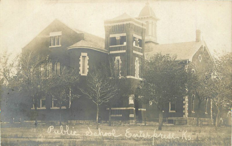 C1905 Dickinson County Public School Enterprise Kansas RPPC Photo Postcard 10886