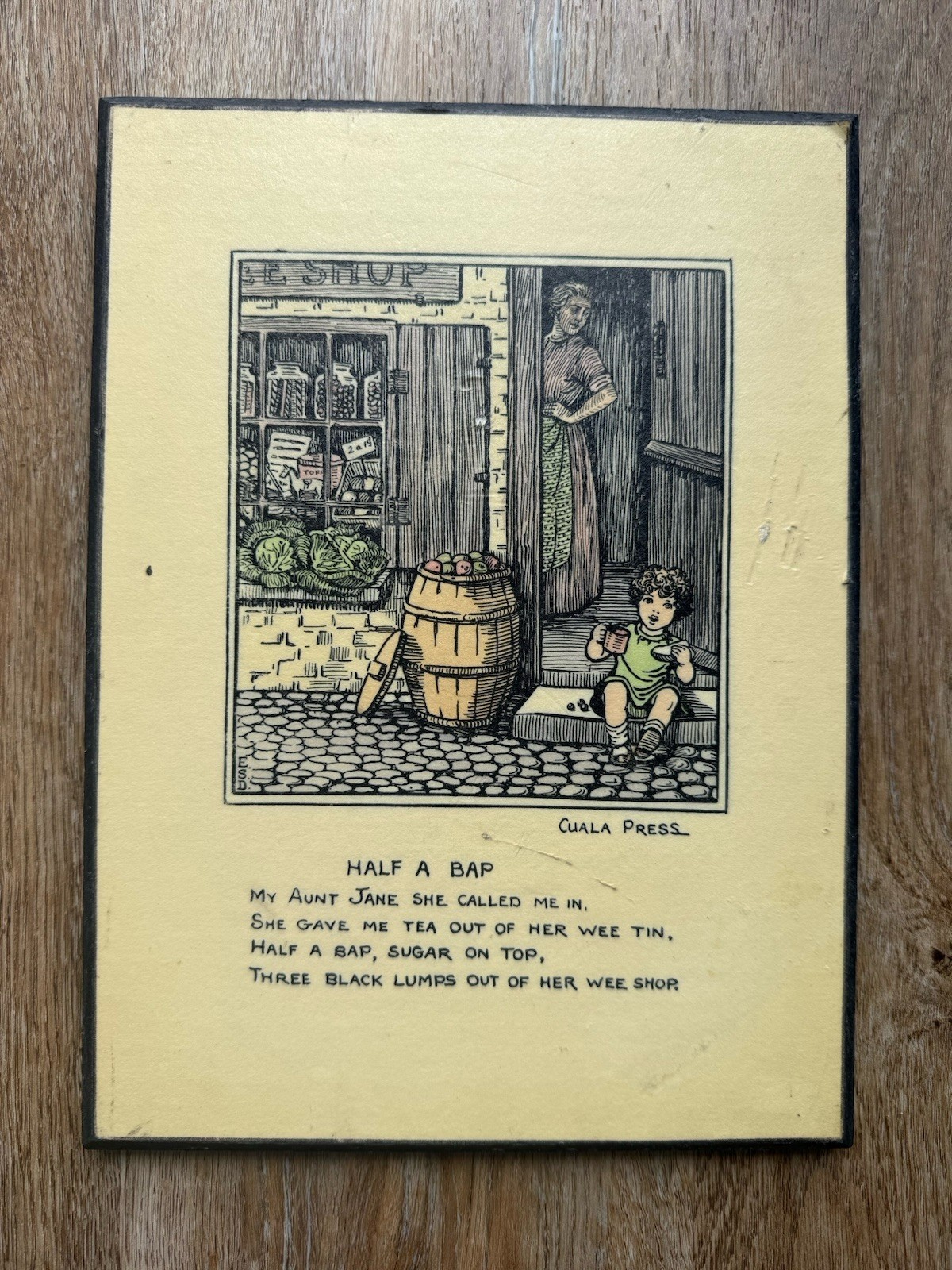 Vintage Cuala Press Dublin Ireland “Half a Bap” Irish Poem Wall Plaque