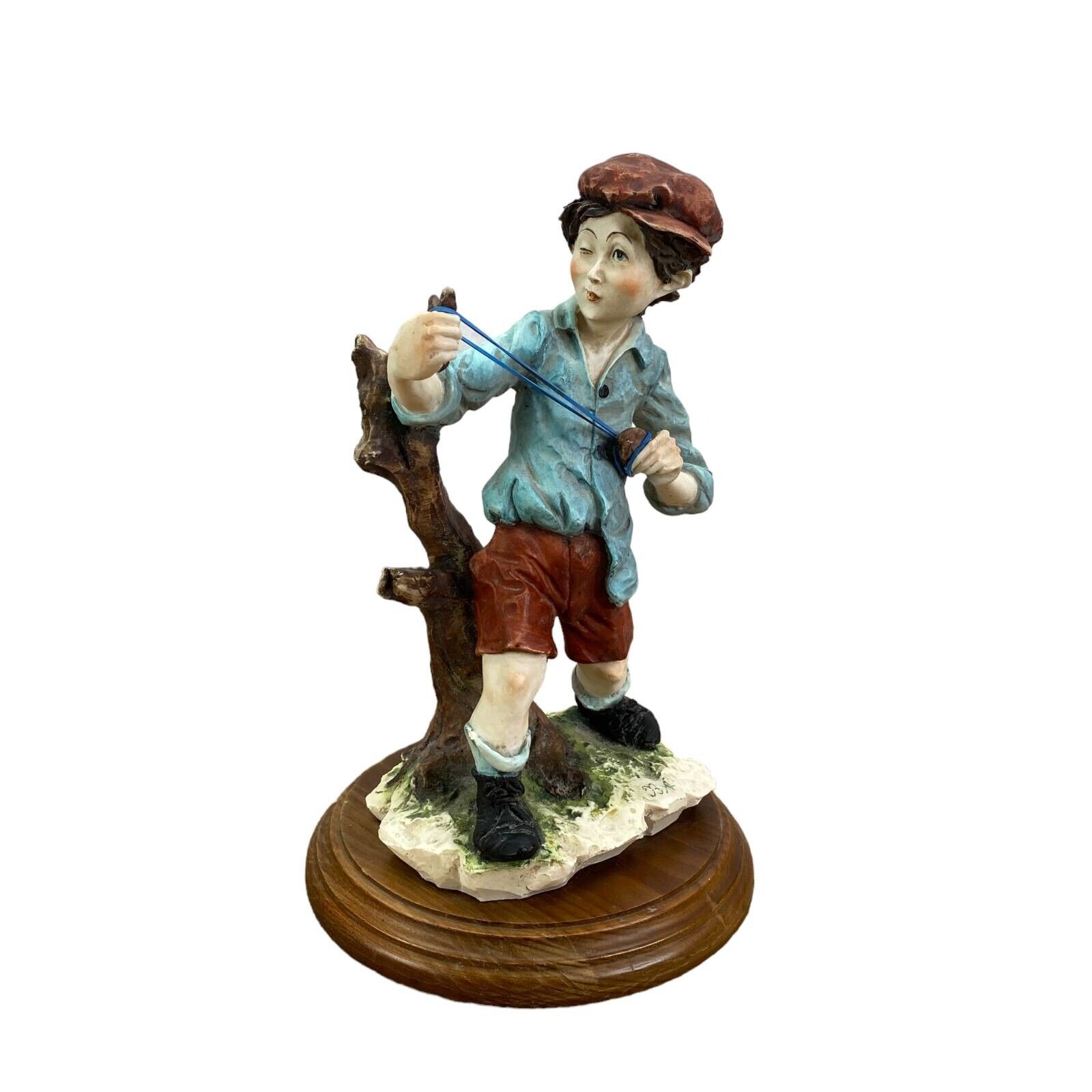 Vintage Boy With Slingshot Figurine Dear Italy Hand Painted Capodimonte 10 In