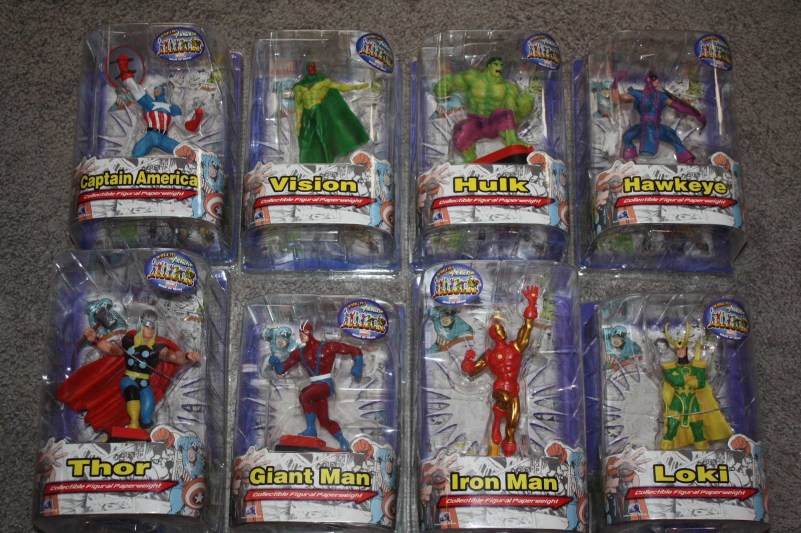 NEW MONOGRAM MARVEL AVENGERS UNIVERSE FIGURAL PAPERWEIGHT SERIES 1 SET of 8 COMP
