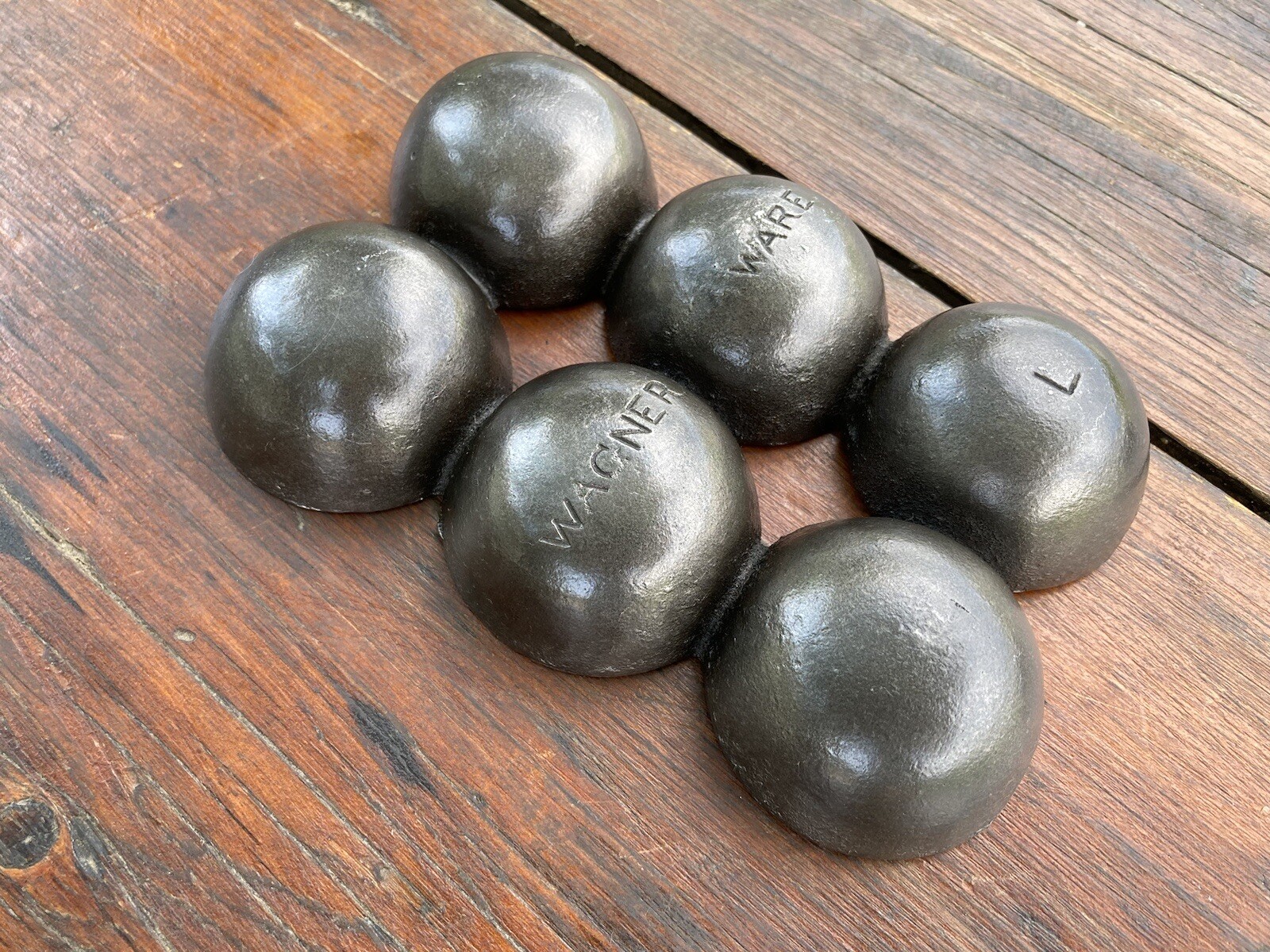 Wagner Ware Cast Iron Fully Marked “L” Style 6 Cup Gem Pan