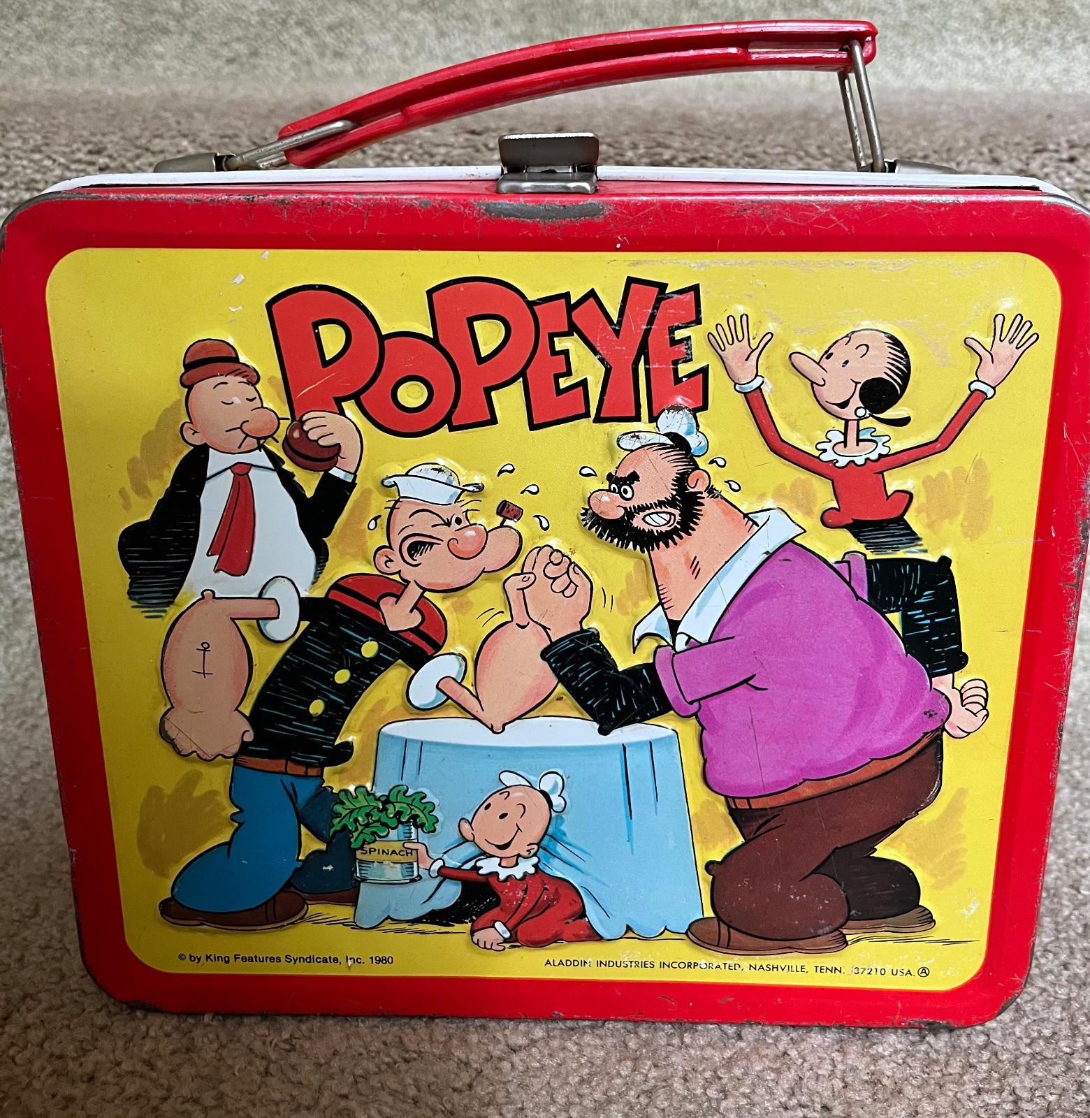 Vintage 1980 POPEYE Brutus Metal Aladdin Lunchbox without Thermos