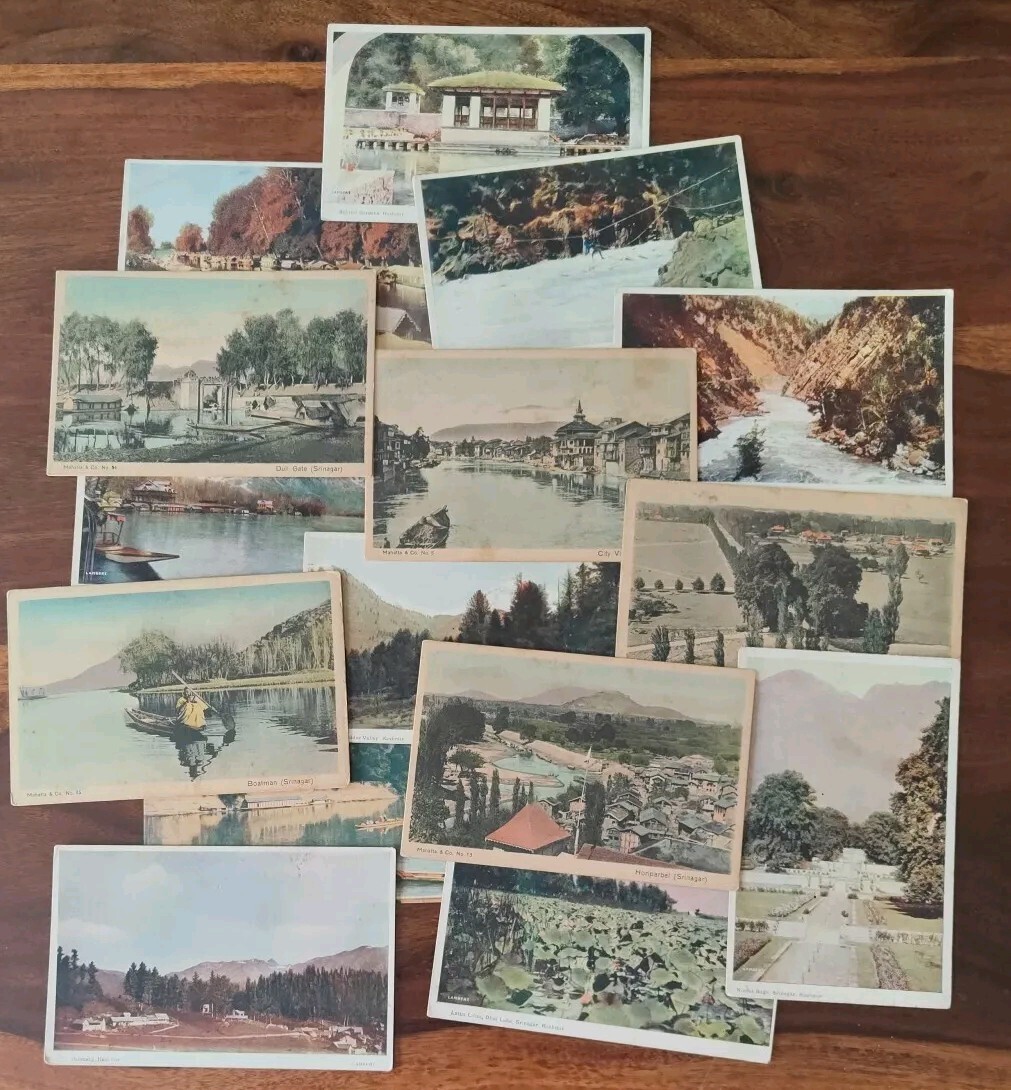 KASHMIR India Vintage original Postcard c1950 : 15 pcs LOT