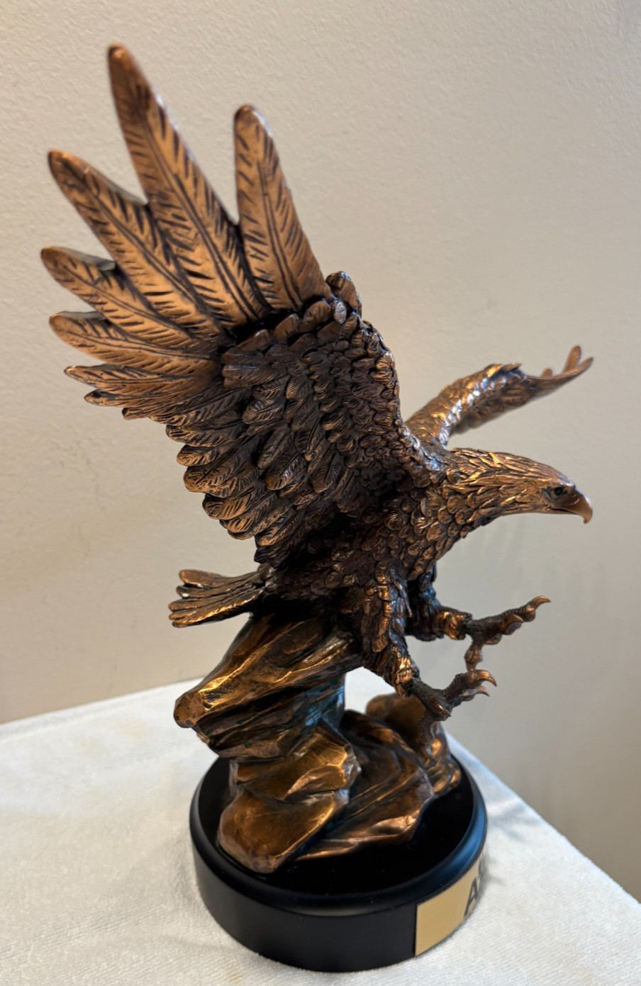 SOLID COPPER SWOONING EAGLE ON WOOD, AMERICAN AIRLINE AWARD, 7
