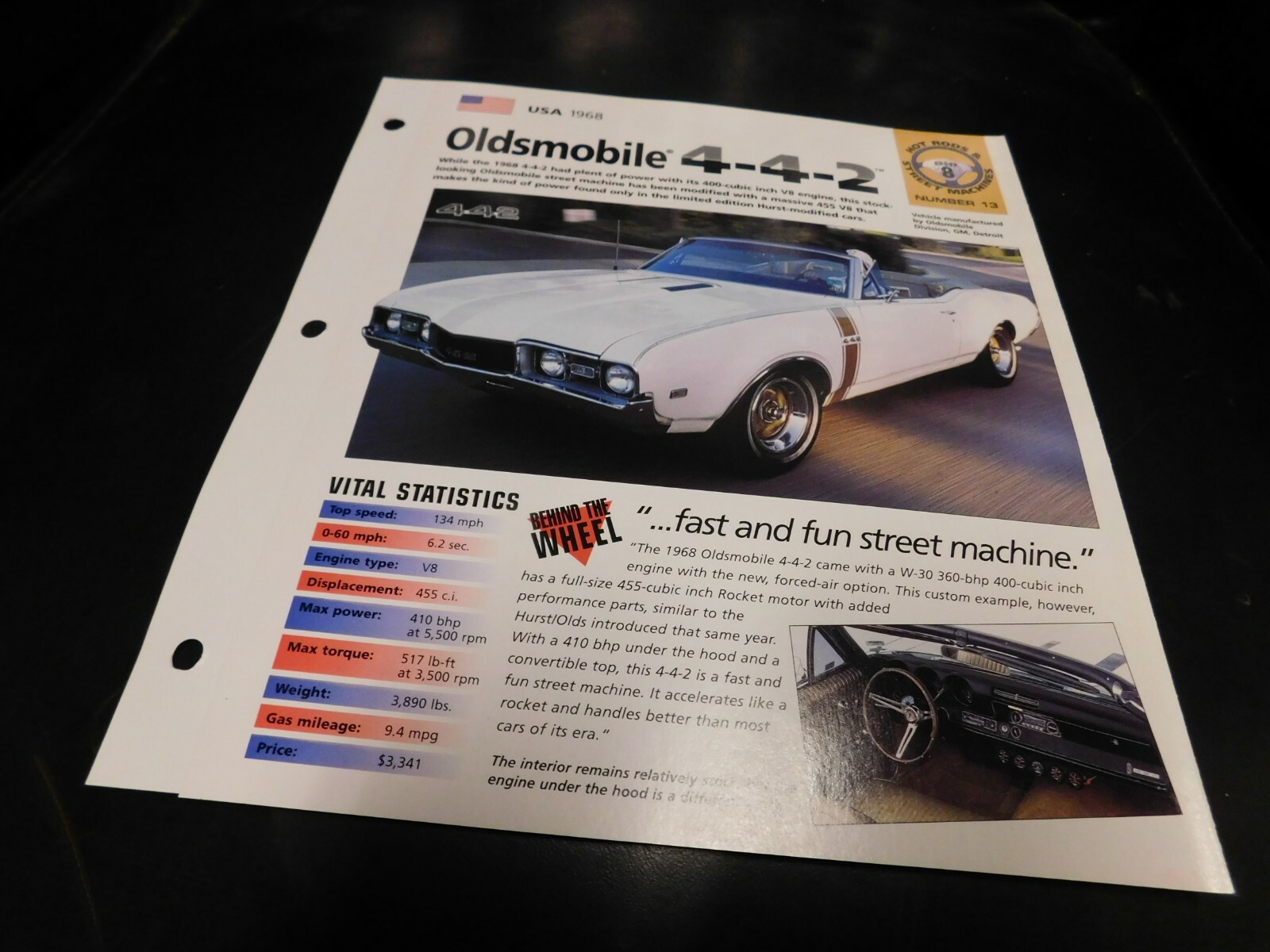 1968 Oldsmobile 4-4-2 442 Spec Sheet Brochure Photo Poster 1968 Oldsmobile 4-4-2 442 Spec Sheet Brochure Photo Poster
