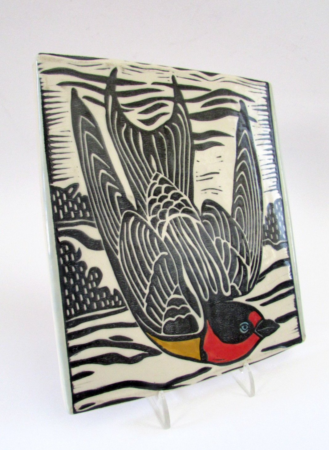 Kathleen Koltes  Santa Fe  New Mexico Studio Art Pottery Swallow Bird Tile 8
