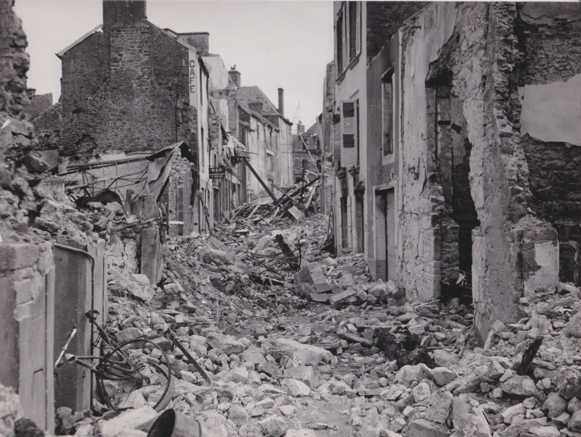 1944 Press Photo WWII Bombed Streets of Coutances France after Normandy Invasion