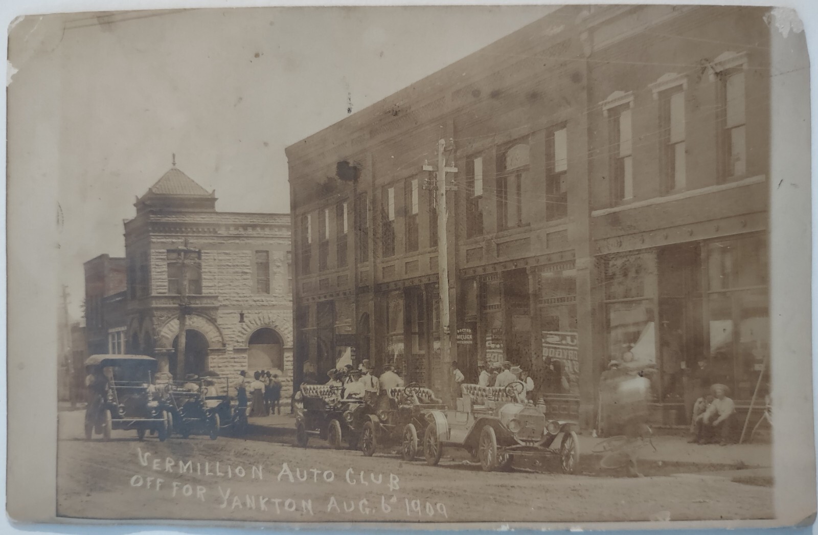 Vintage Postcard Vermillion Auto Club Yankton Cars South Dakota RPO RPPC AA16