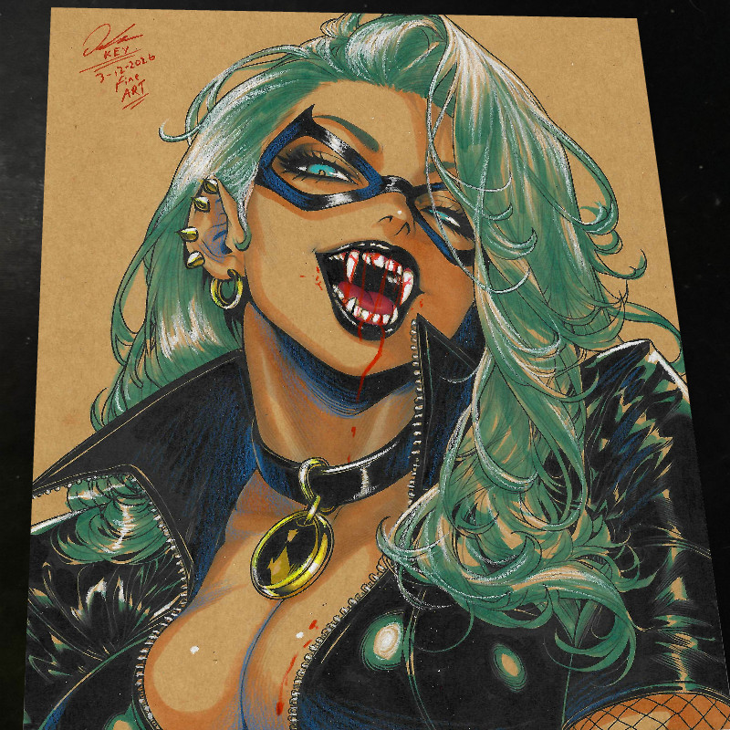 Black Cat Art Print Signed 8.5x11 | Art by Keyeske
