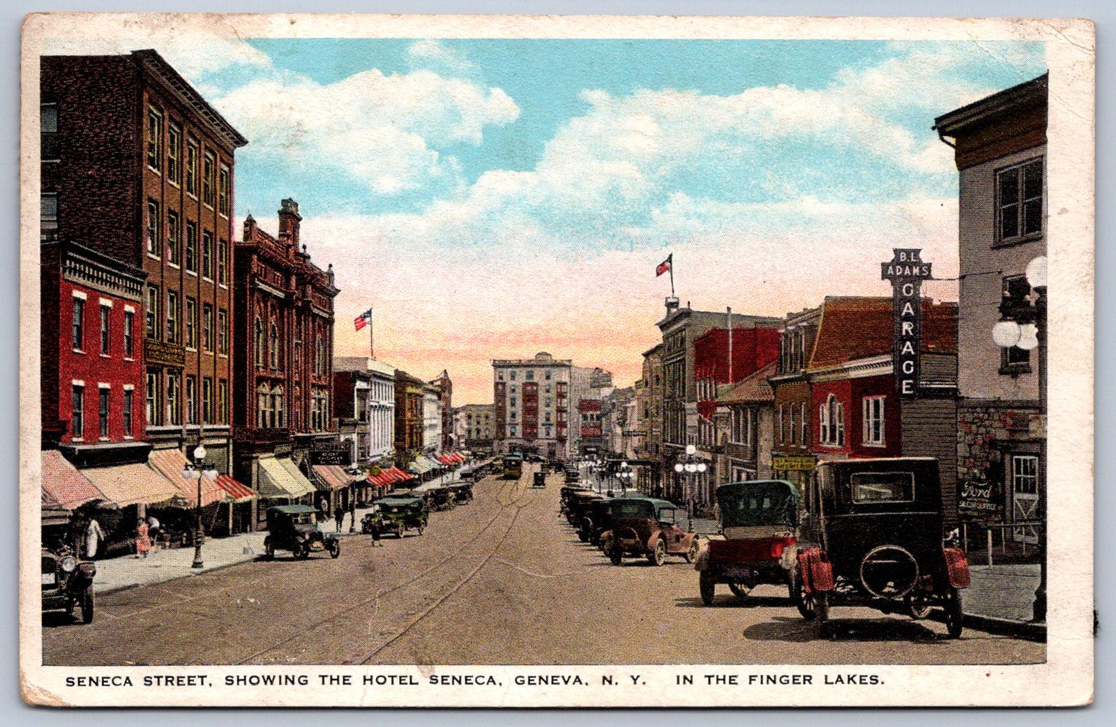 K38/ Geneva New York Postcard c1915 Seneca Street Stores 425
