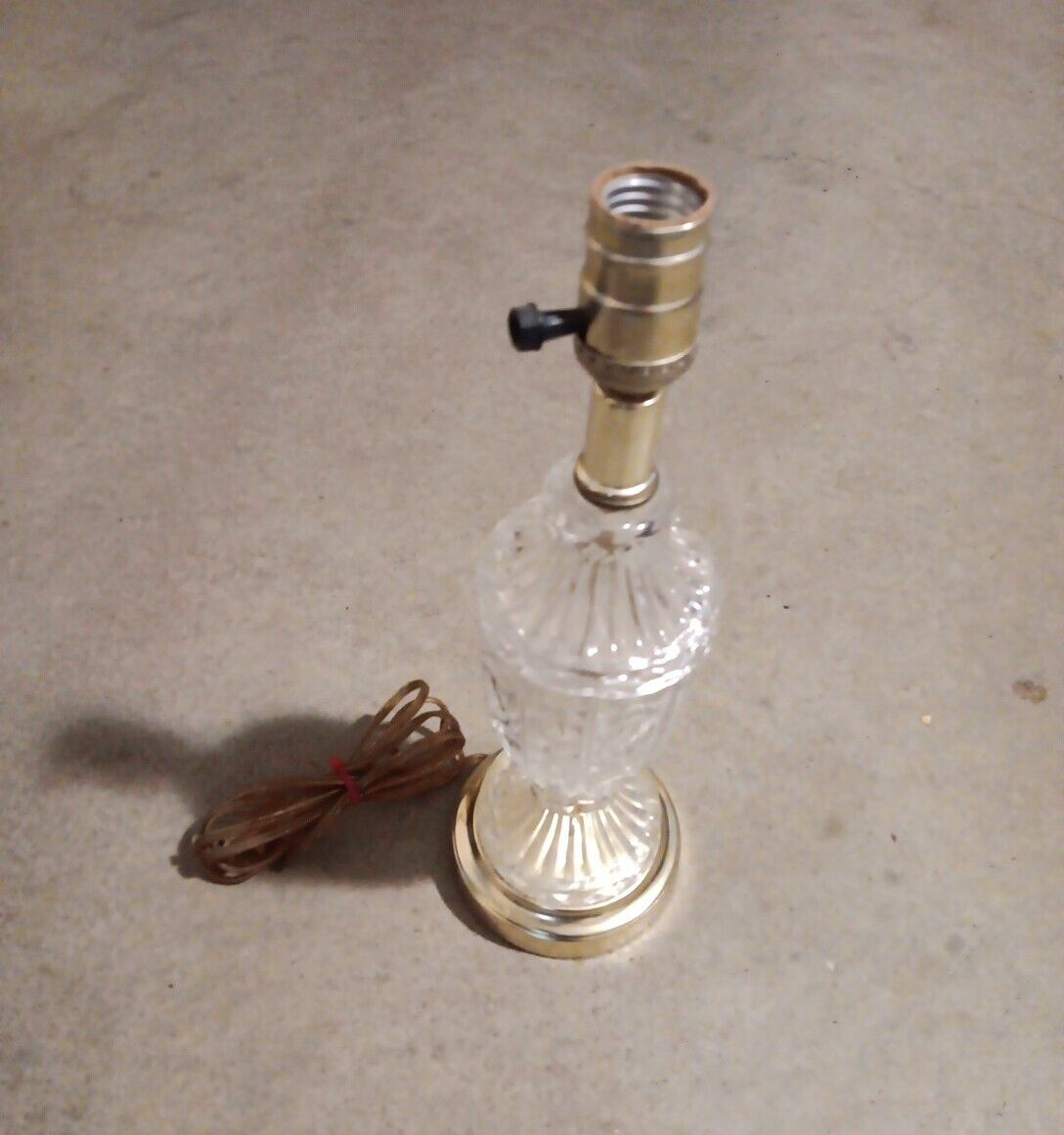 Vintage Crystal Cut Glass Table Lamp Single Socket (Base ONLY No Shade) VGC