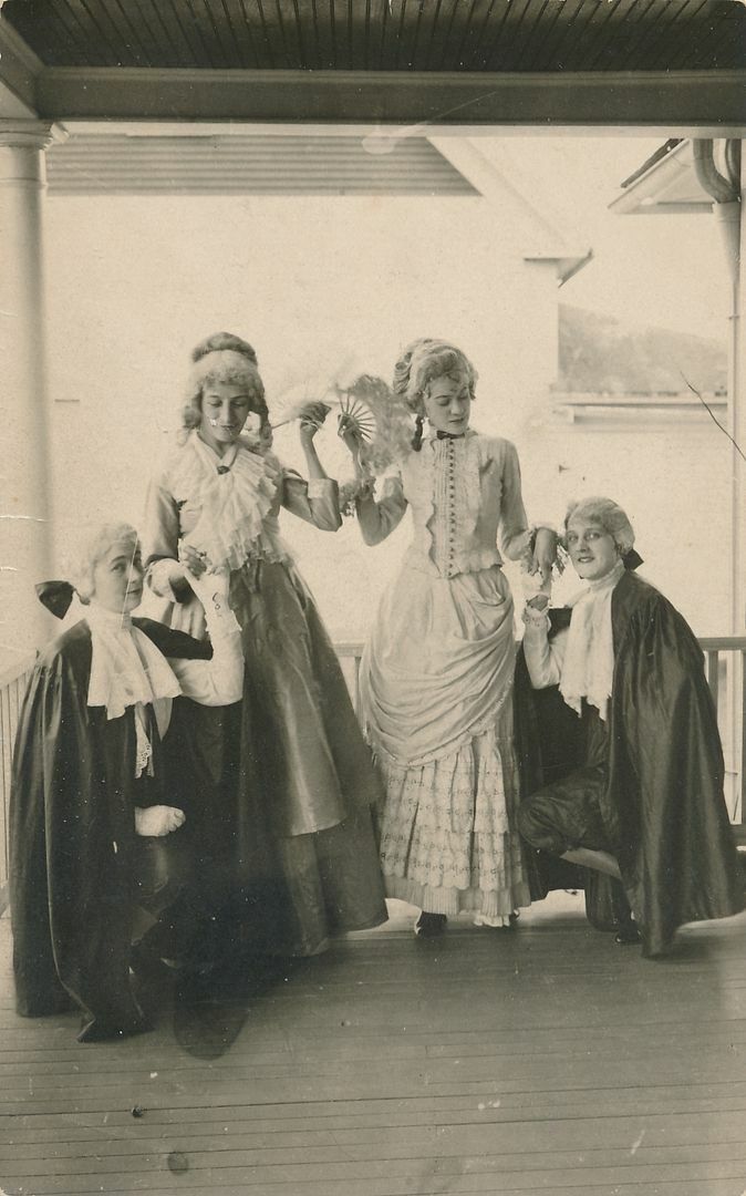 Four People In Costume On Porch Real Photo Postcard rppc