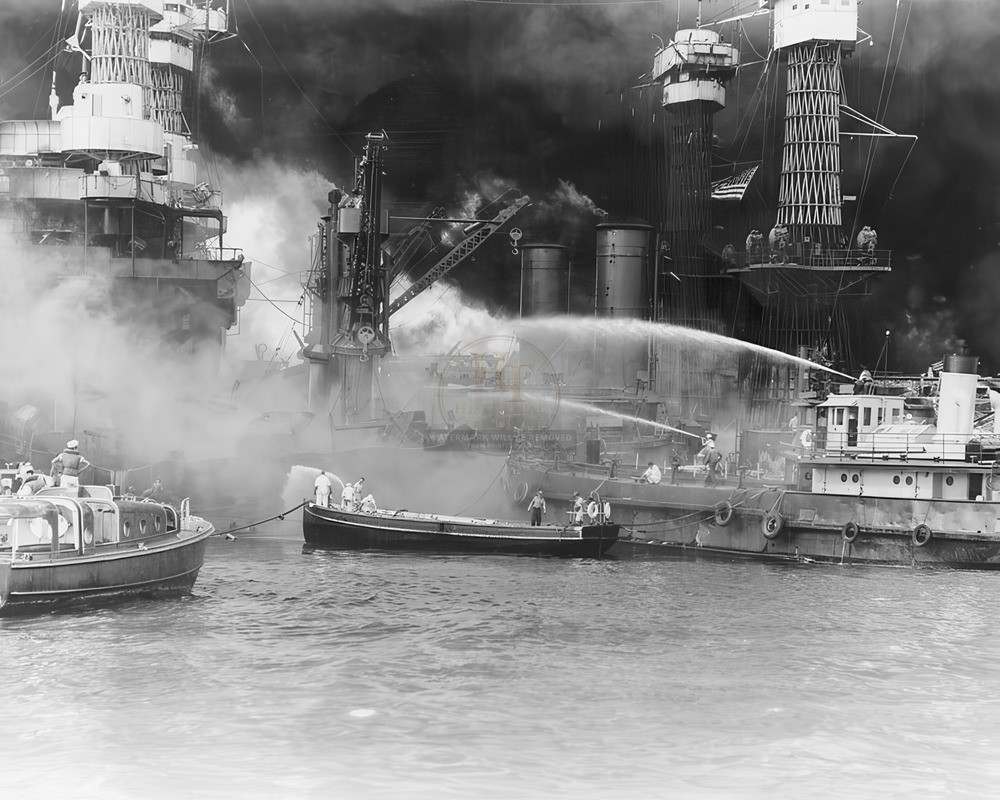 Pearl Harbor USS West Virginia On Fire 8x10 Glossy Photo Print WWII HT41362172