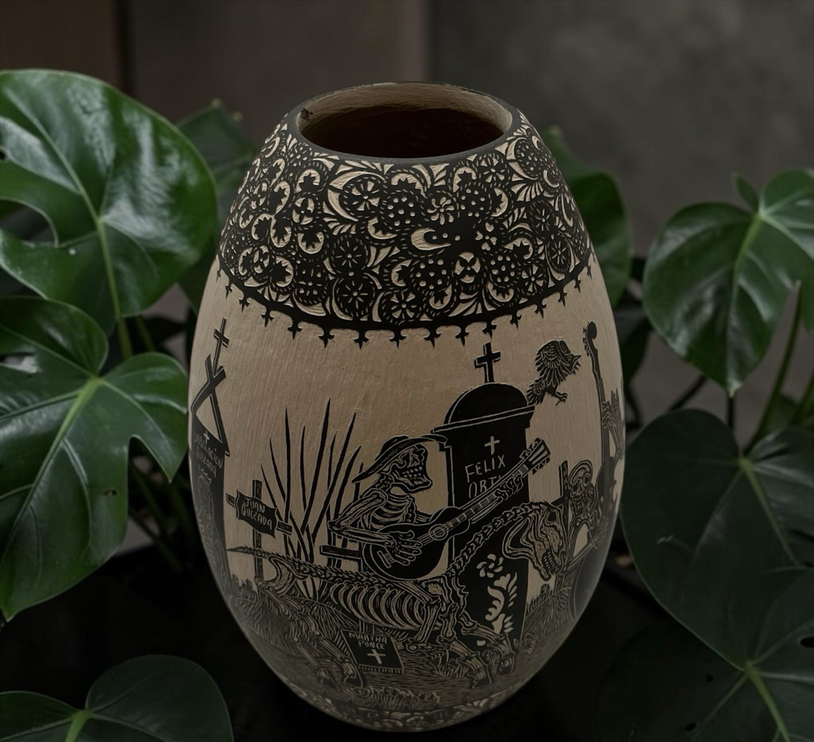 Mata Ortiz Pottery Day of the Dead Javier Martinez Cemetery Ravens Mexico