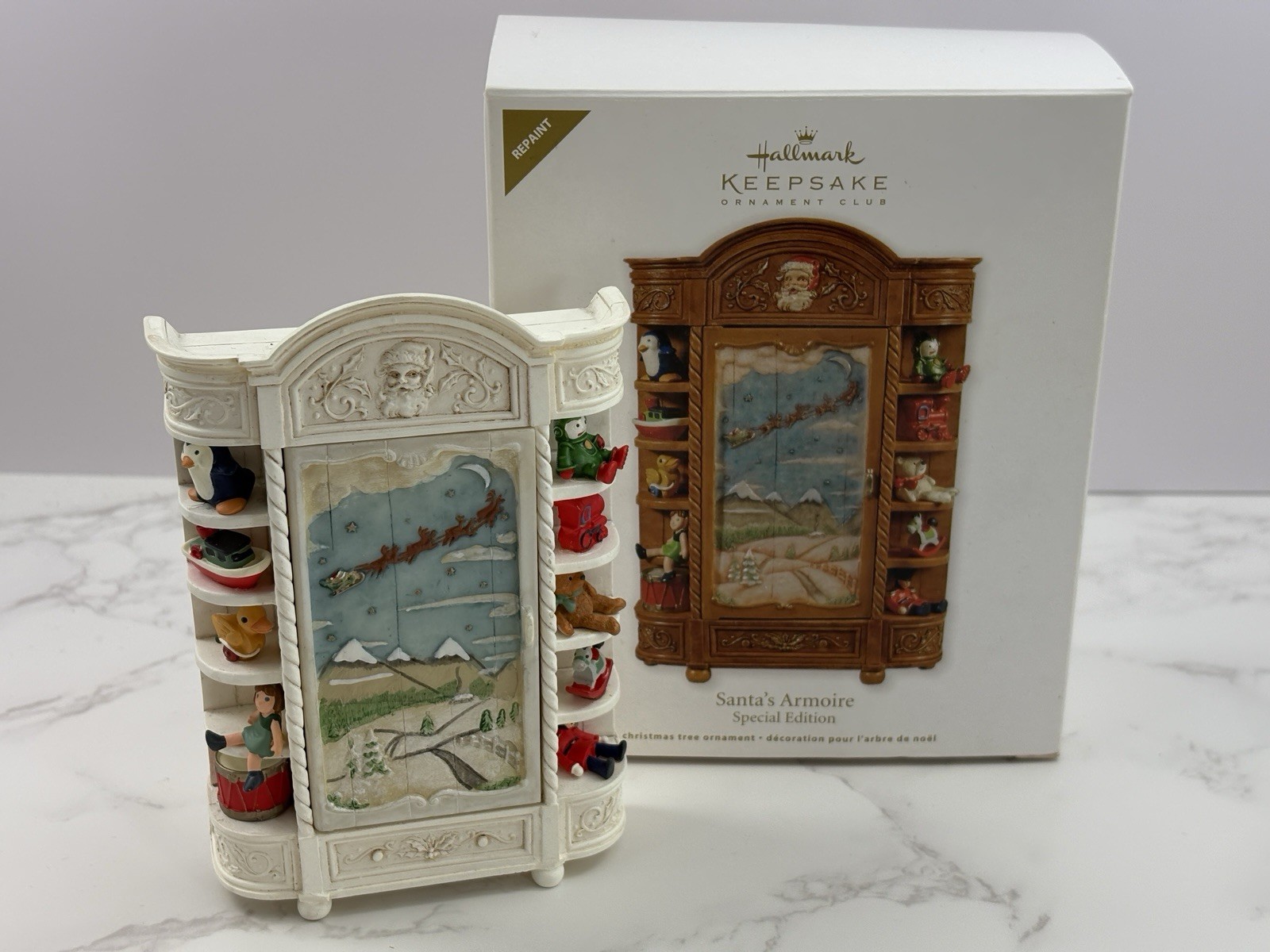 Hallmark 2011 (White) SANTA\'S ARMOIRE Special Edition Repaint Ornament - NEW
