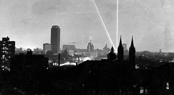 Boston MA Two beams light rise downtown Boston seen Mission H- Boston Old Photo Boston MA Two beams light rise downtown Boston seen Mission H- Boston Old Photo