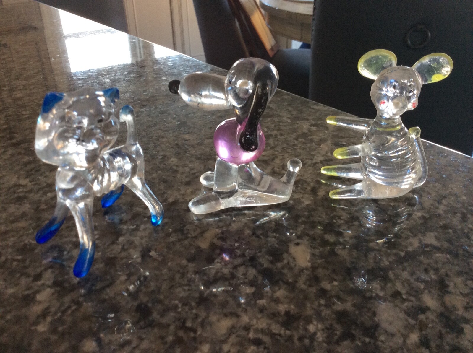 Three vintage Lucite plastic figurines