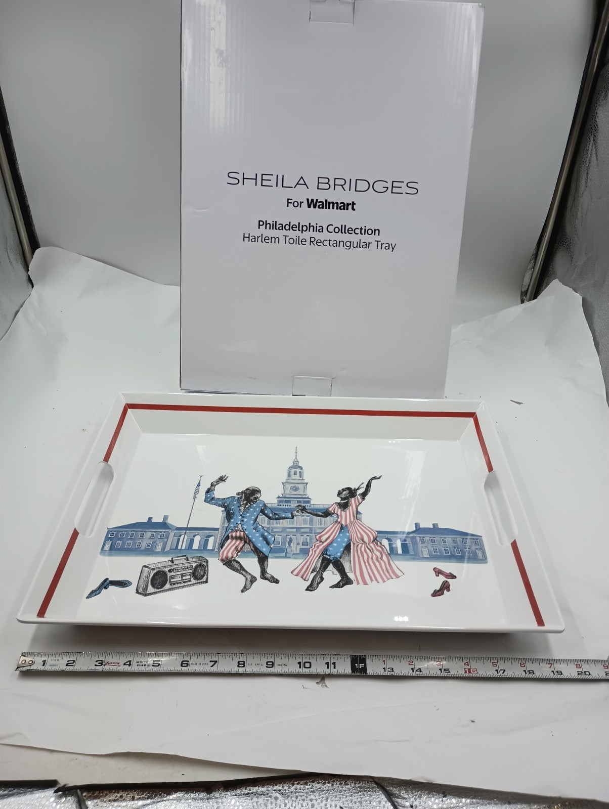 SHEILA BRIDGES FOR WALMART PHILADELPHIA COLLECTION HARLEM TOILE RECTANGULAR TRAY