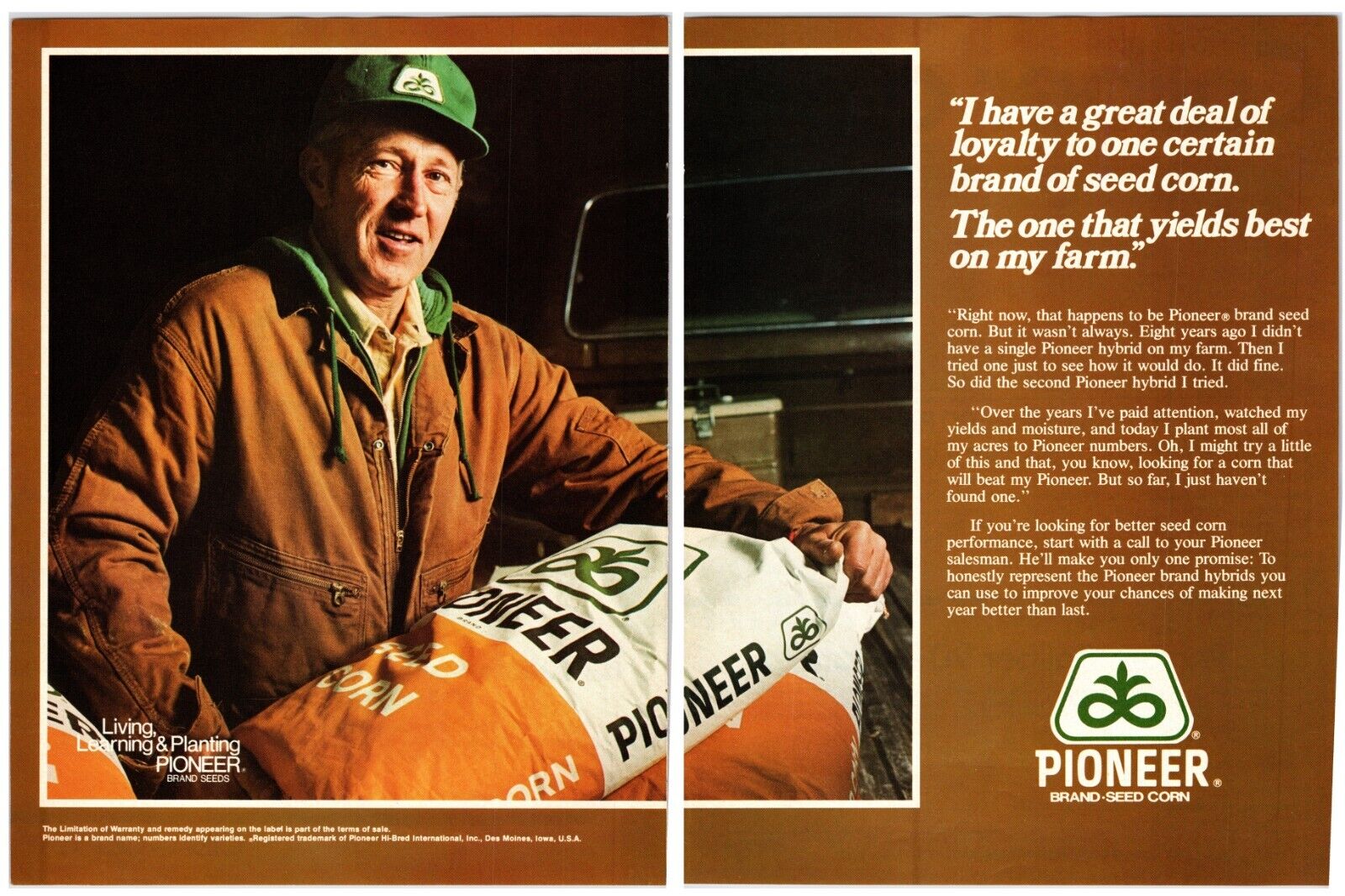 Vintage 1982 Pioneer Corn Seed - Original Ad (16in x 11in) Advertisement