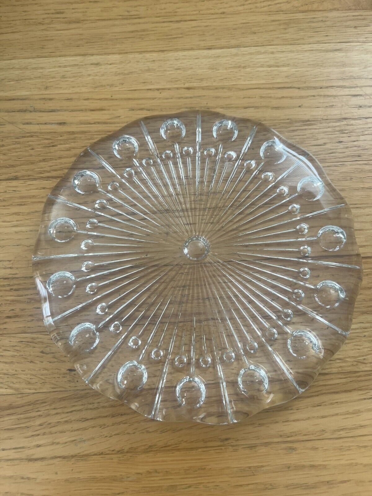 Unique Round Dome Sunburst Glass Vintage Paperweight 5 1/2” Unsigned