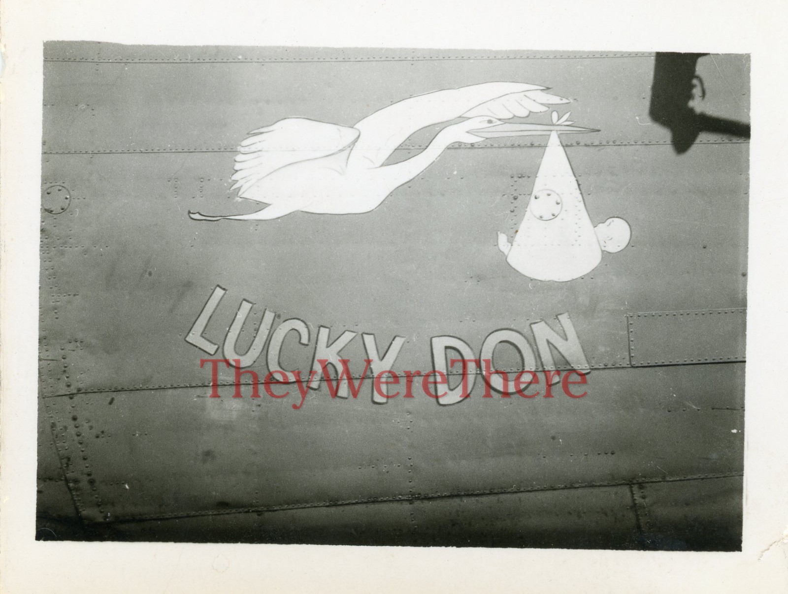 WWII photo- B 24 LIBERATOR Bomber plane NOSE ART - LUCKY DON*