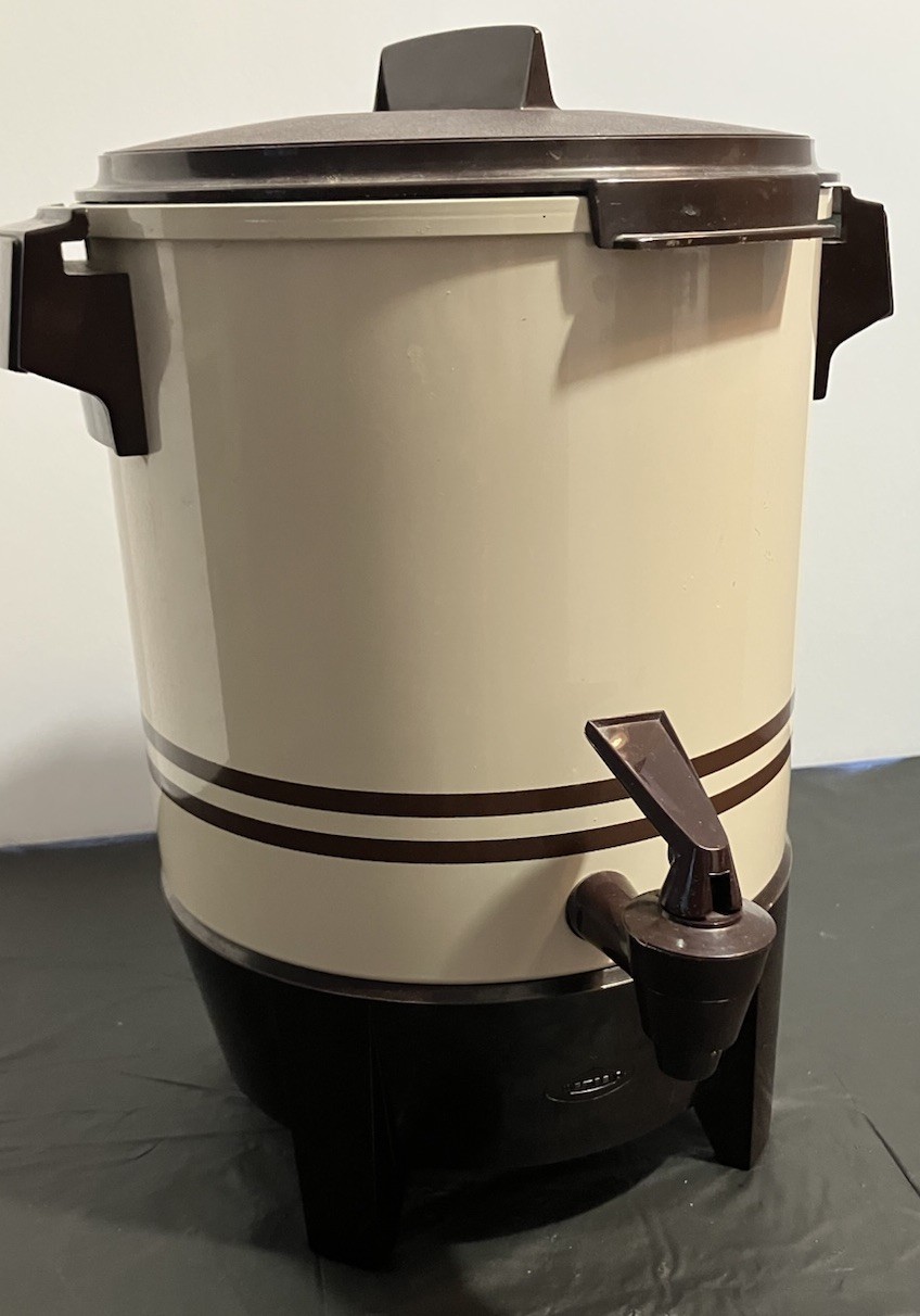 Vintage West Bend Coffee Percolator MadeIn USA Almond & Brown With Spigot Tested Vintage West Bend Coffee Percolator MadeIn USA Almond & Brown With Spigot Tested