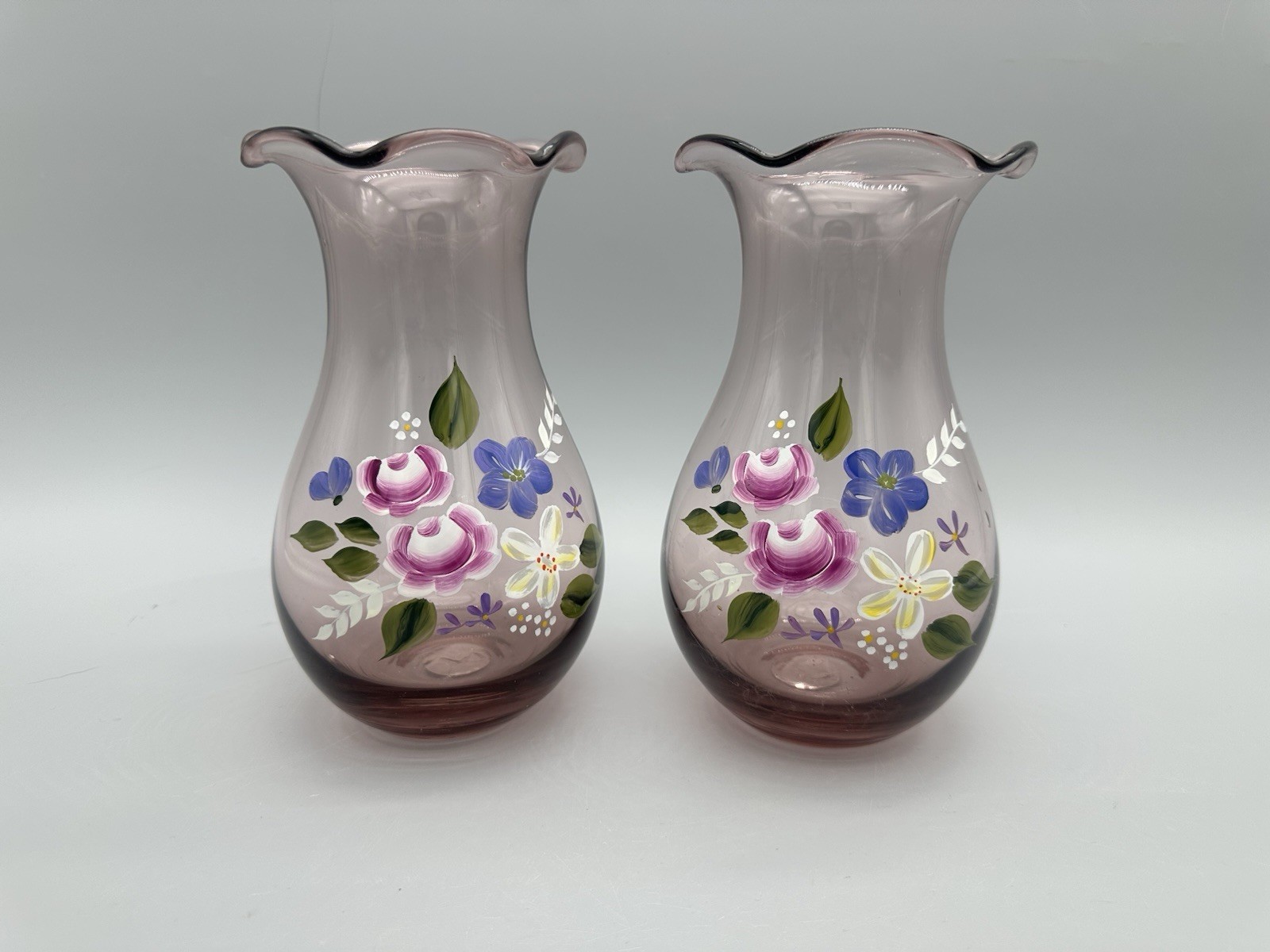 Fenton Teleflora Hand Painted Flowers 8\