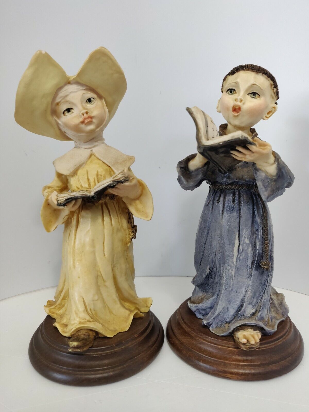 G. ARMANI Small Pair of Monk Singing Figurine Capodimonte Made In Italy