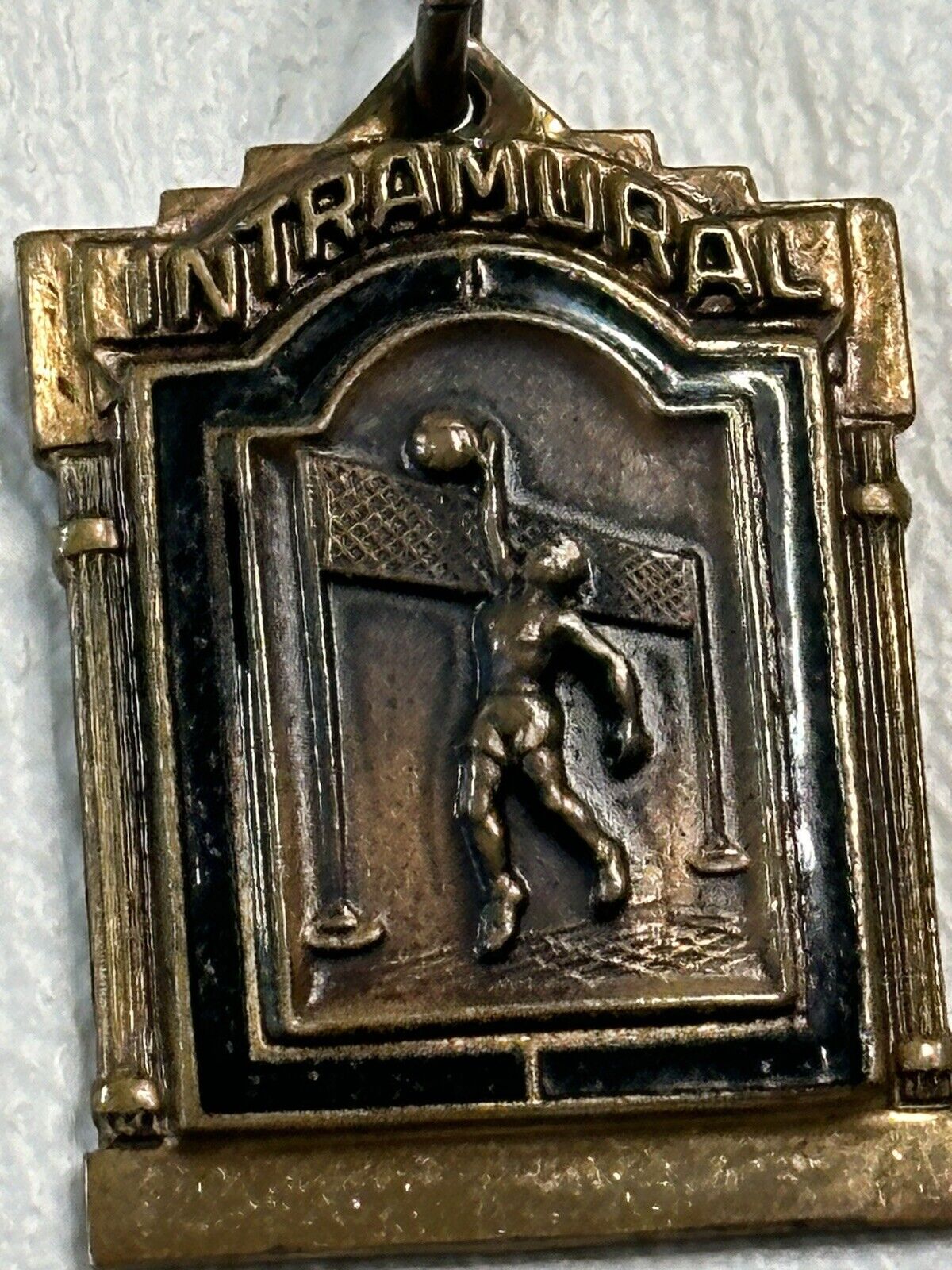 Vintage Brass 195O’s Intramural Award Necklace Charm High School Volleyball