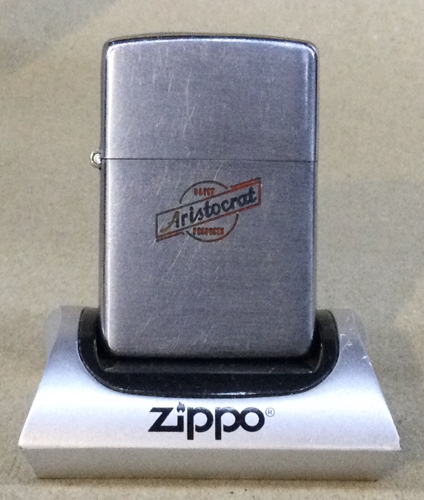 1947 Zippo 2032695 3 Barrel 16 Hole w/Correct Insert, Aristocrat Adv.