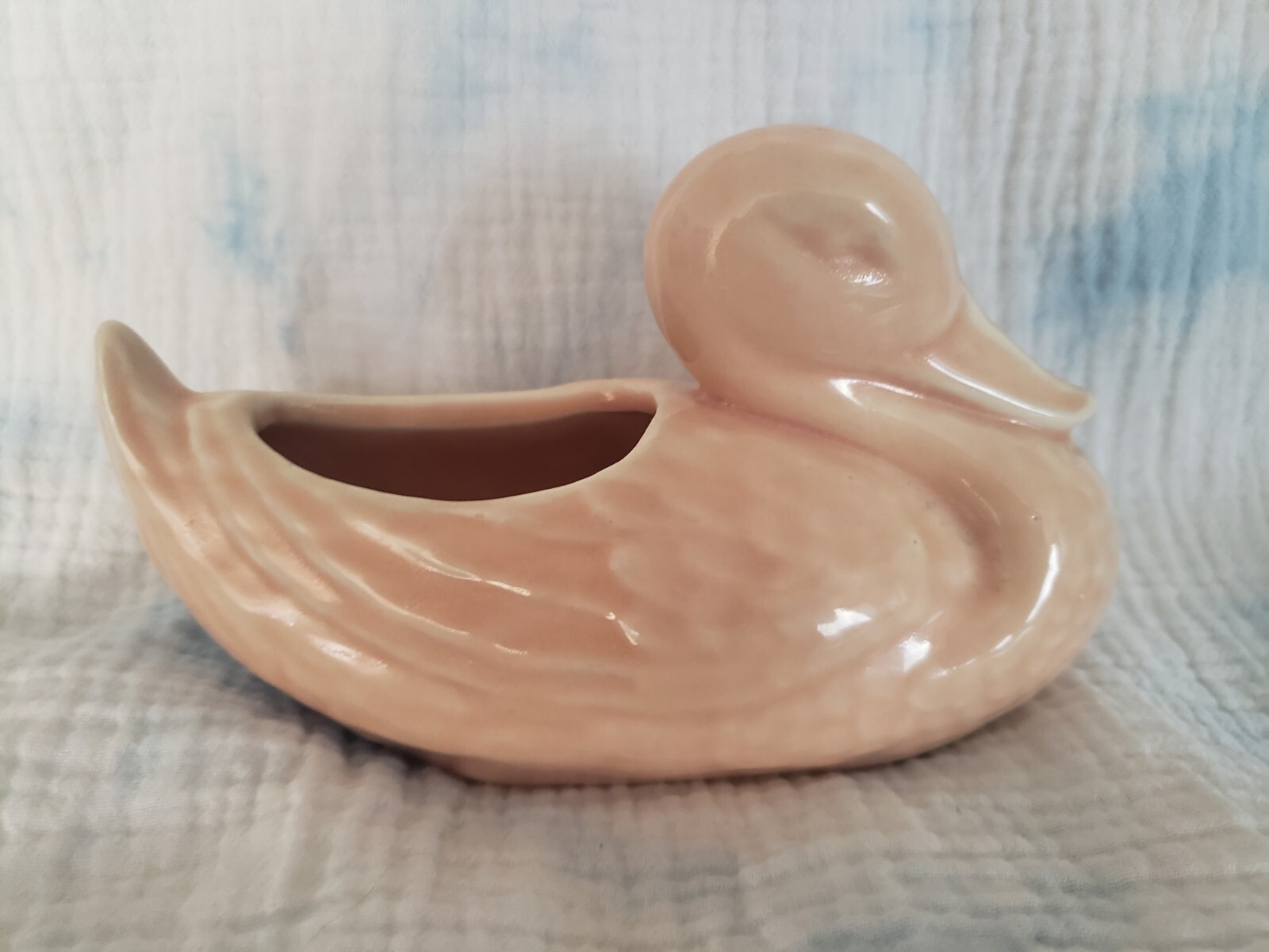 Vintage Art Pottery Pink Mallard Duck Figural Small Planter #944