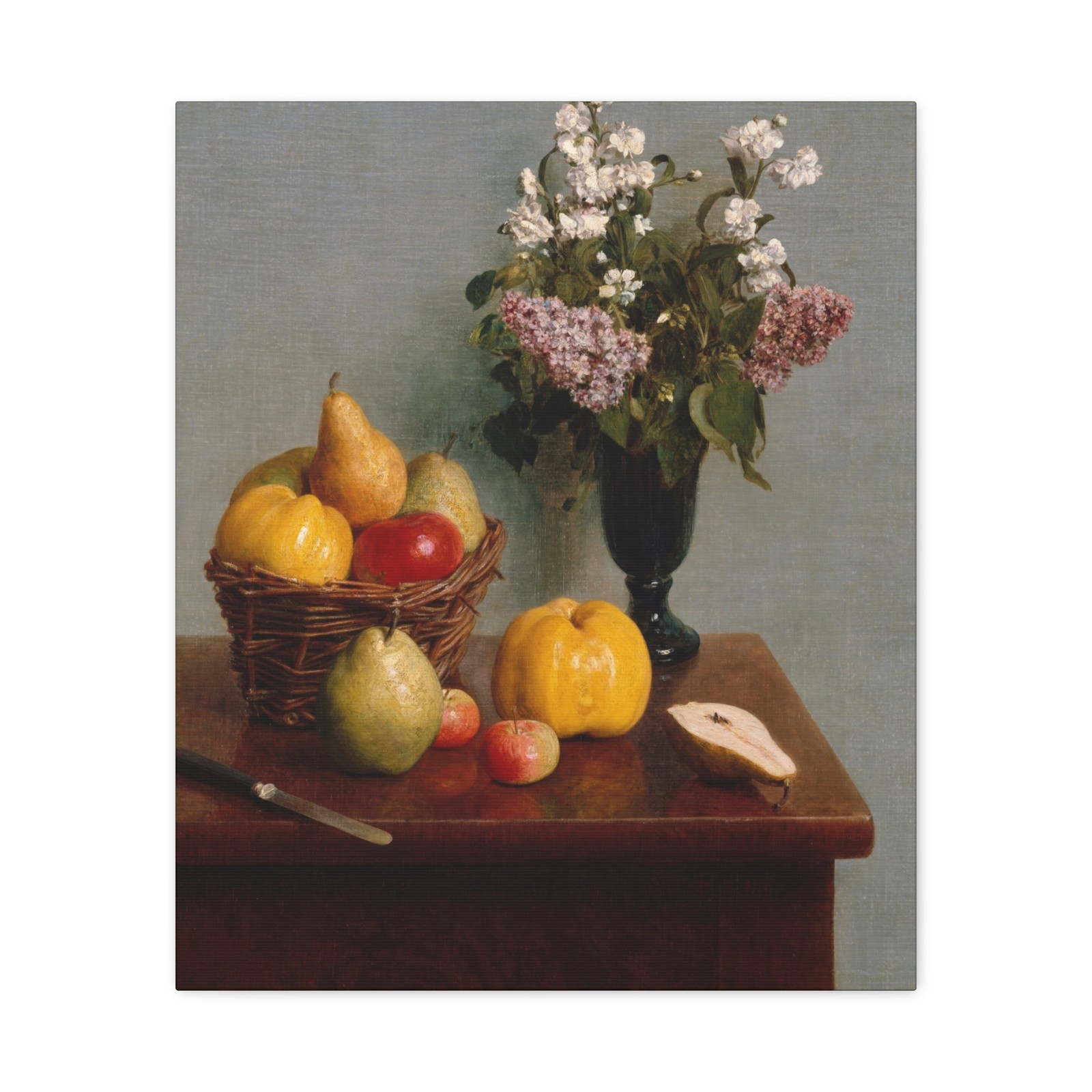 Henri Fantin-Latour - Still Life with Flowers and Fruit - 1866 - Canvas Wall Art