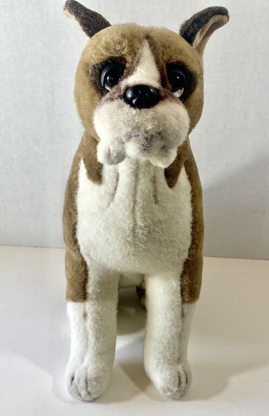 Boxer Dog Plush Large Stuffed Animal Lifelike Sitting 16 inch