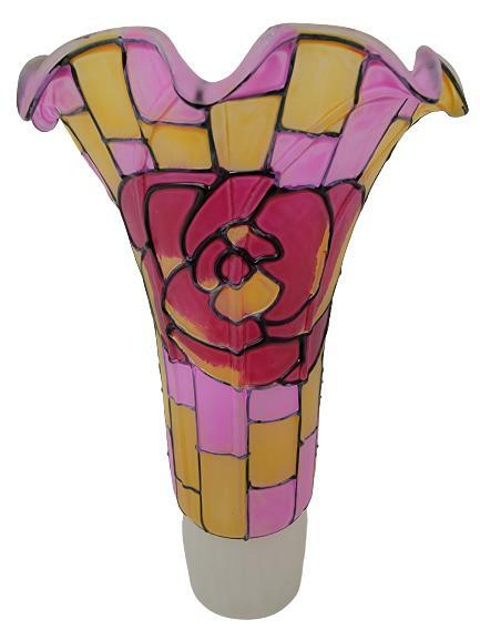 Tulip Lily Flower Glass Lamp Shade Tiffany/Stained Glass Style 1 3/8\