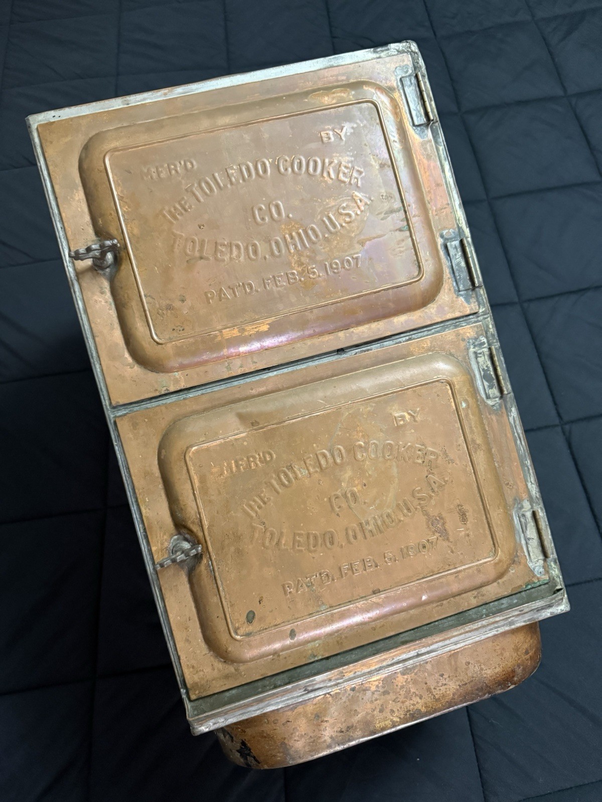 The Toledo Cooker Co Copper 2 Compartment Late 19Century Early 20Century Smoker The Toledo Cooker Co Copper 2 Compartment Late 19Century Early 20Century Smoker